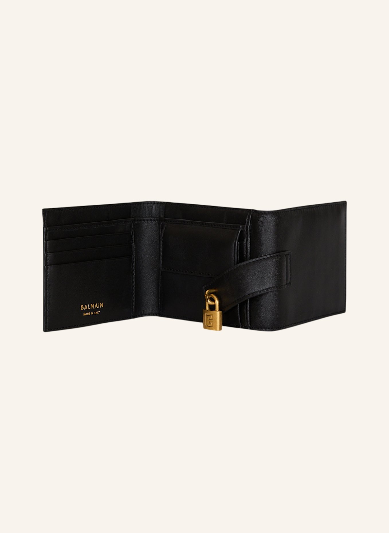 BALMAIN Pulse Trifold Geldbörse aus Glattleder: SCHWARZ