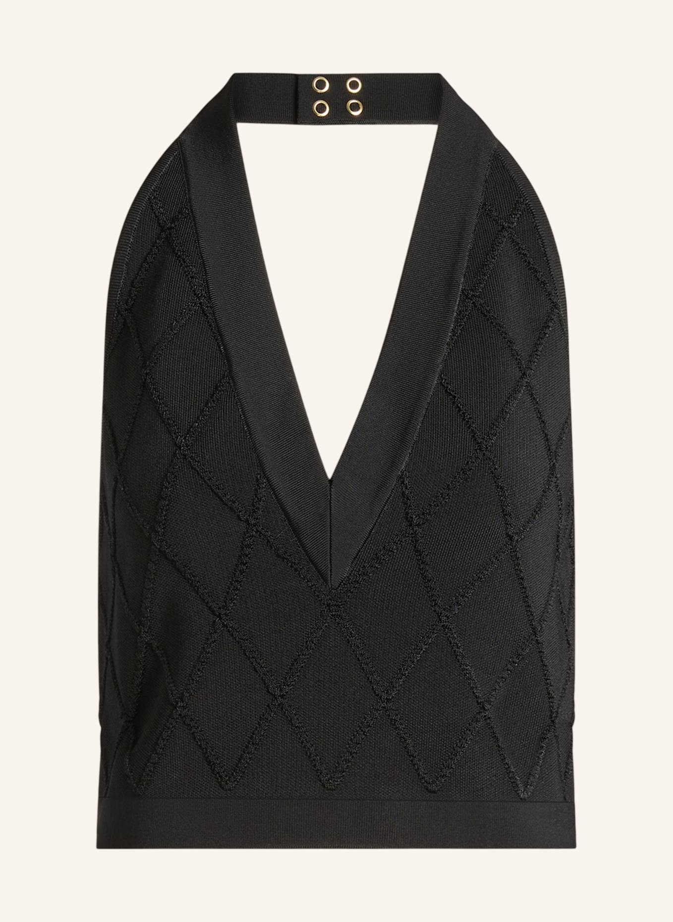 BALMAIN Rückenfreies Top aus gestepptem Strick: SCHWARZ