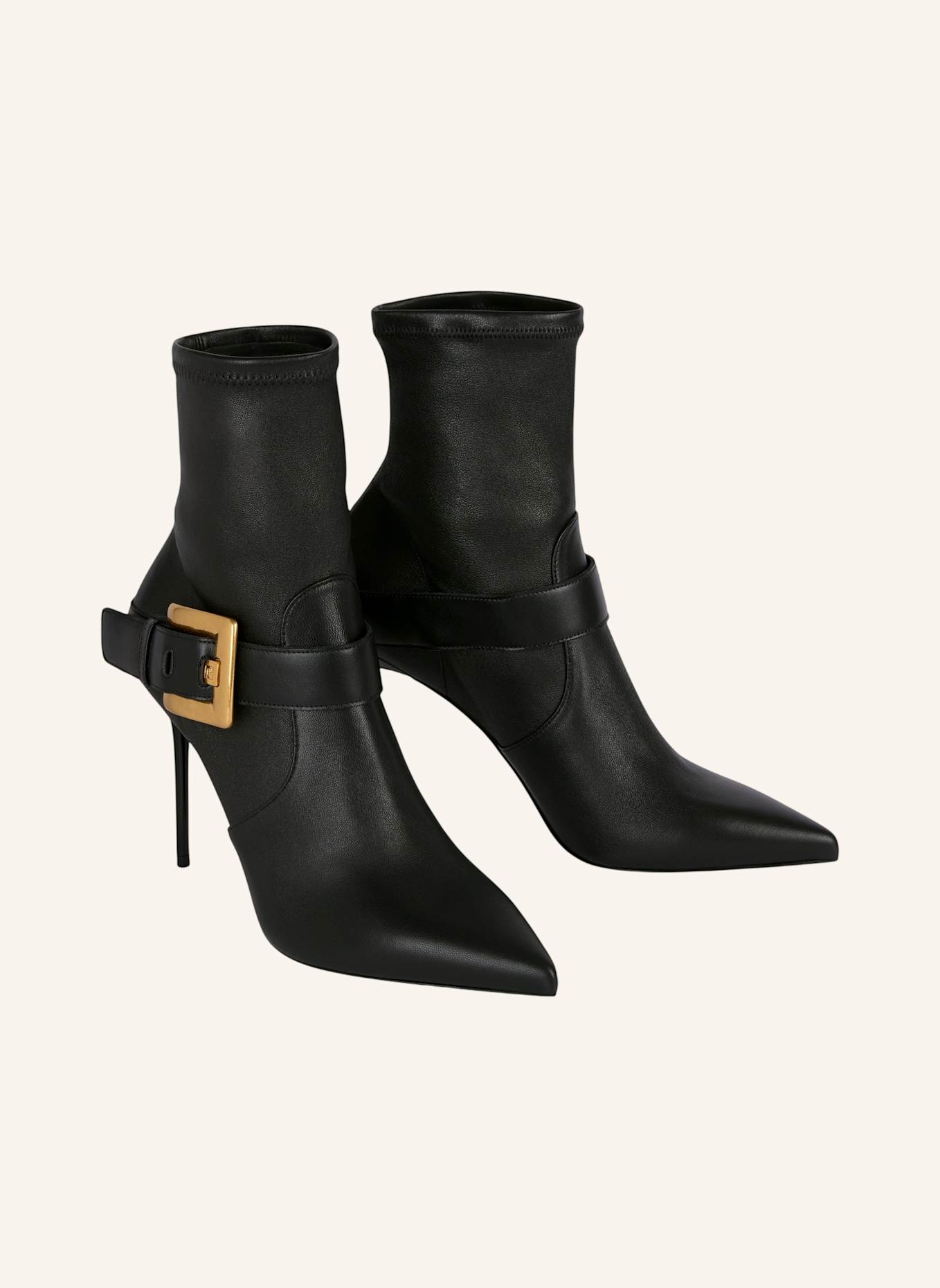 BALMAIN Anthem Stiefeletten aus Stretchleder: SCHWARZ