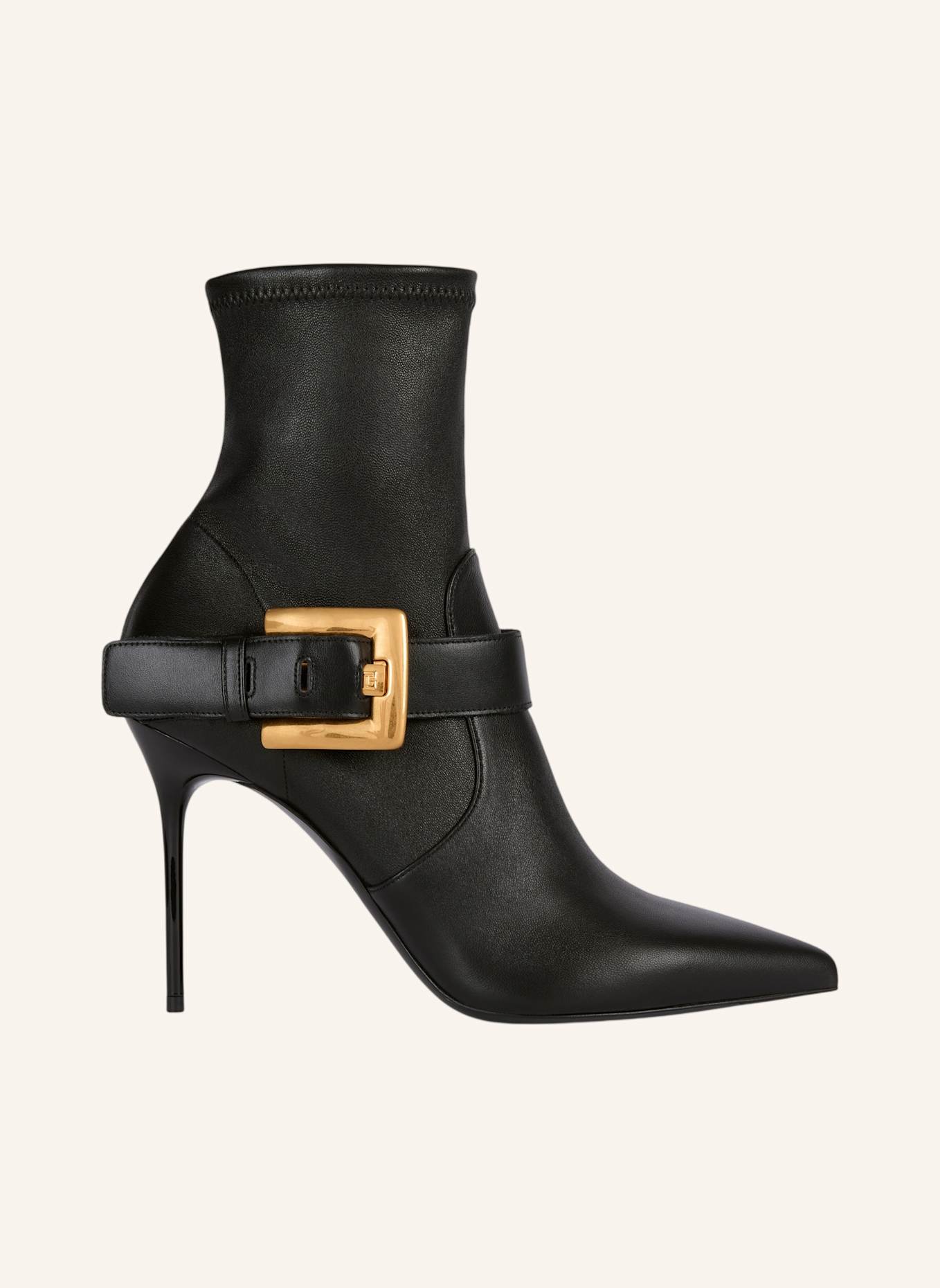 BALMAIN Anthem Stiefeletten aus Stretchleder: SCHWARZ