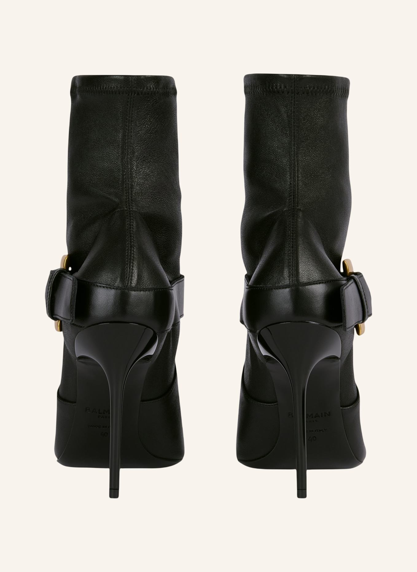 BALMAIN Anthem Stiefeletten aus Stretchleder: SCHWARZ