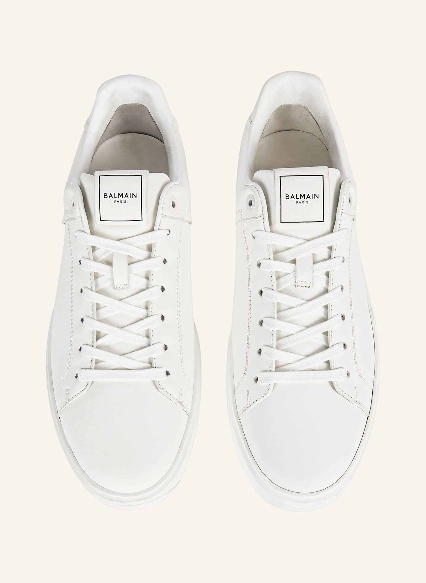 BALMAIN B-Court Sneakers aus Glattleder: WEISS