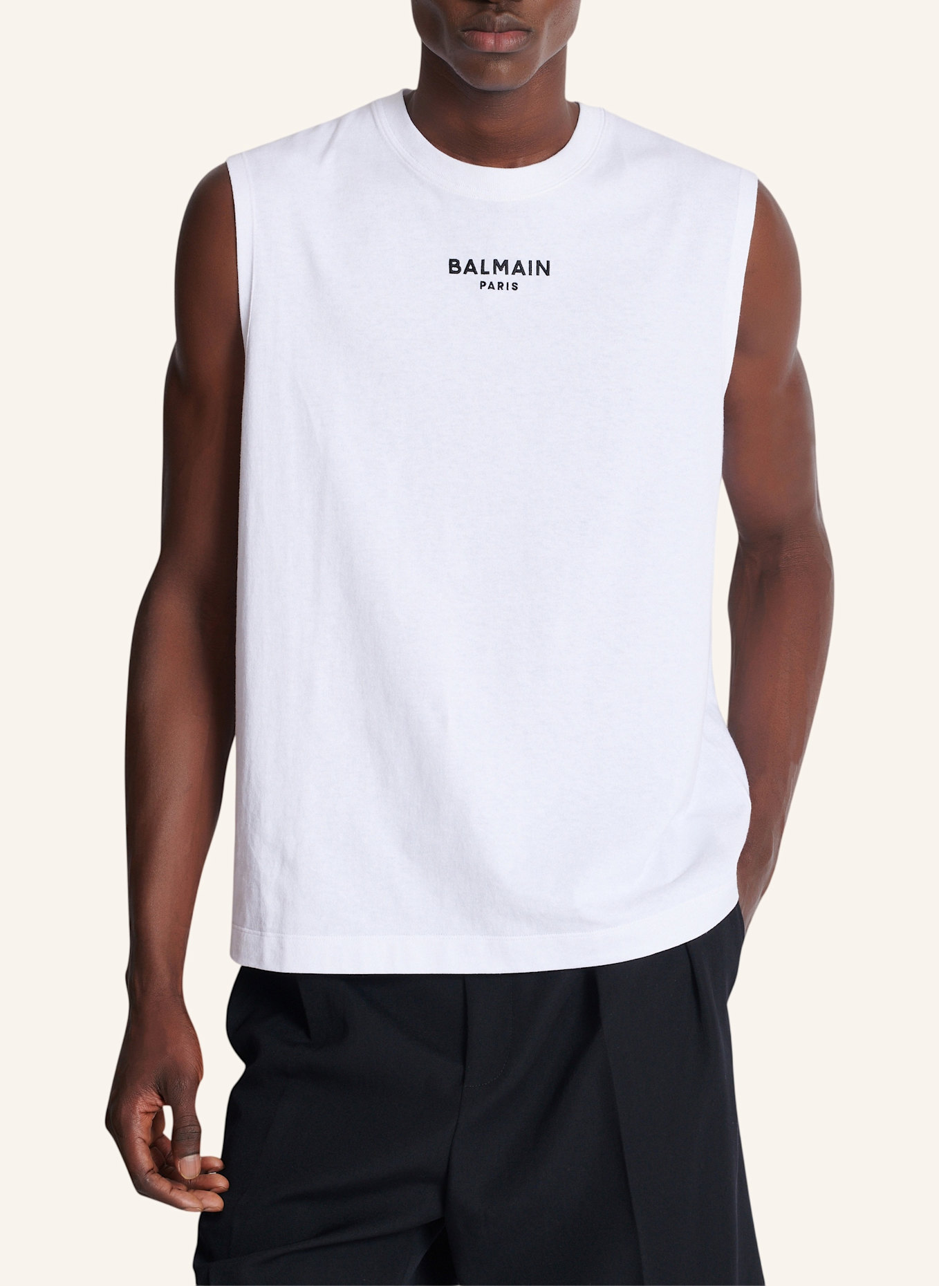 BALMAIN Besticktes Balmain Paris Tanktop: WEISS