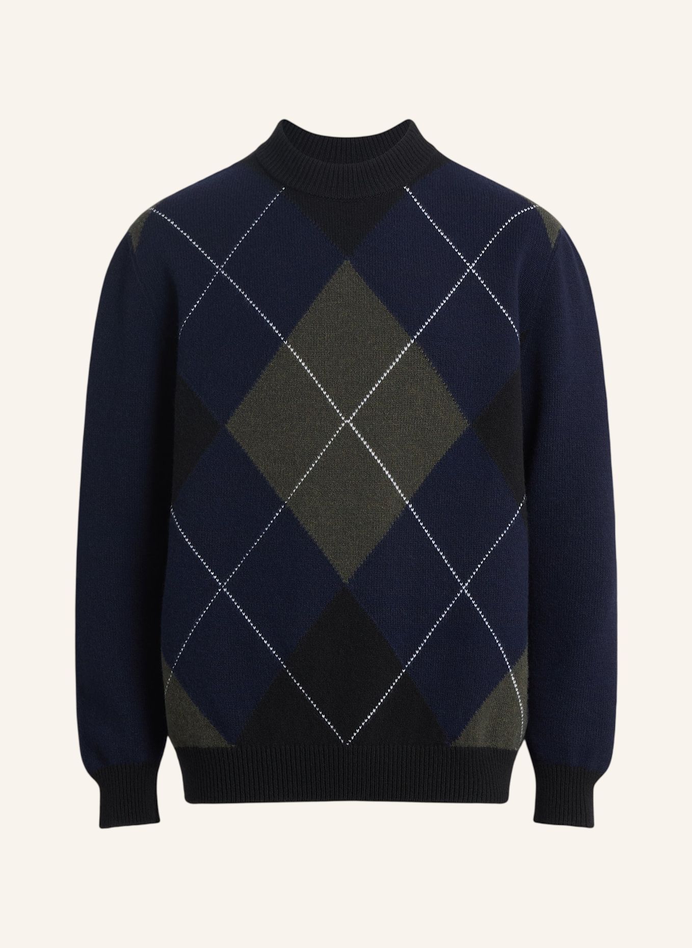 BALMAIN Pullover mit Rautenmuster aus Merinowolle: NUDE