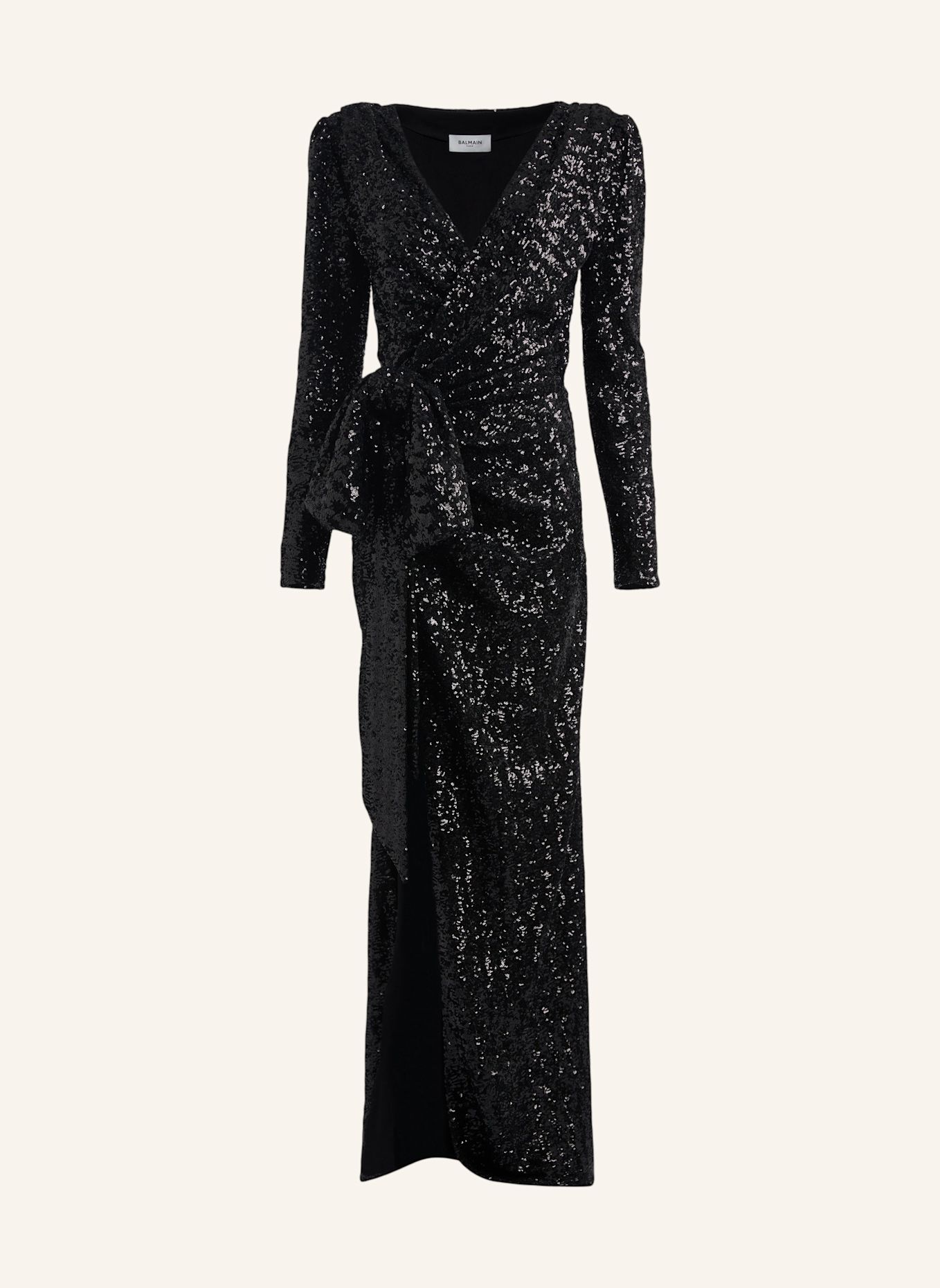 BALMAIN Langes Kleid mit Pailletten: SCHWARZ