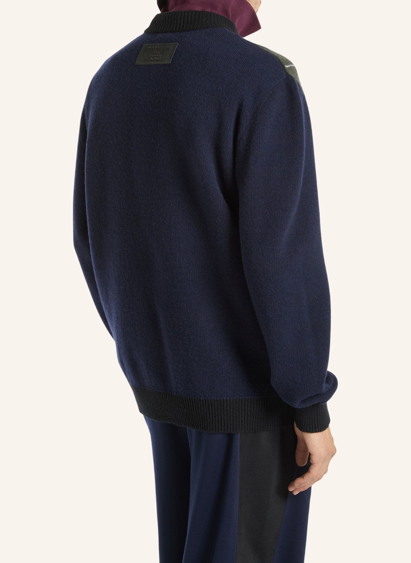 BALMAIN Pullover mit Rautenmuster aus Merinowolle: NUDE