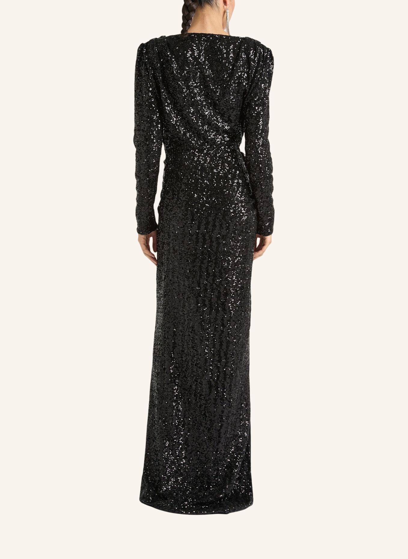BALMAIN Langes Kleid mit Pailletten: SCHWARZ