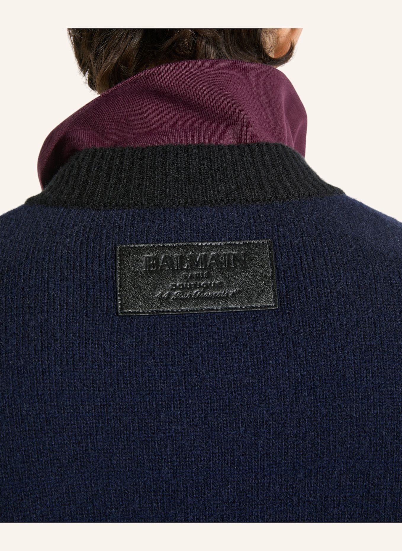 BALMAIN Pullover mit Rautenmuster aus Merinowolle: NUDE