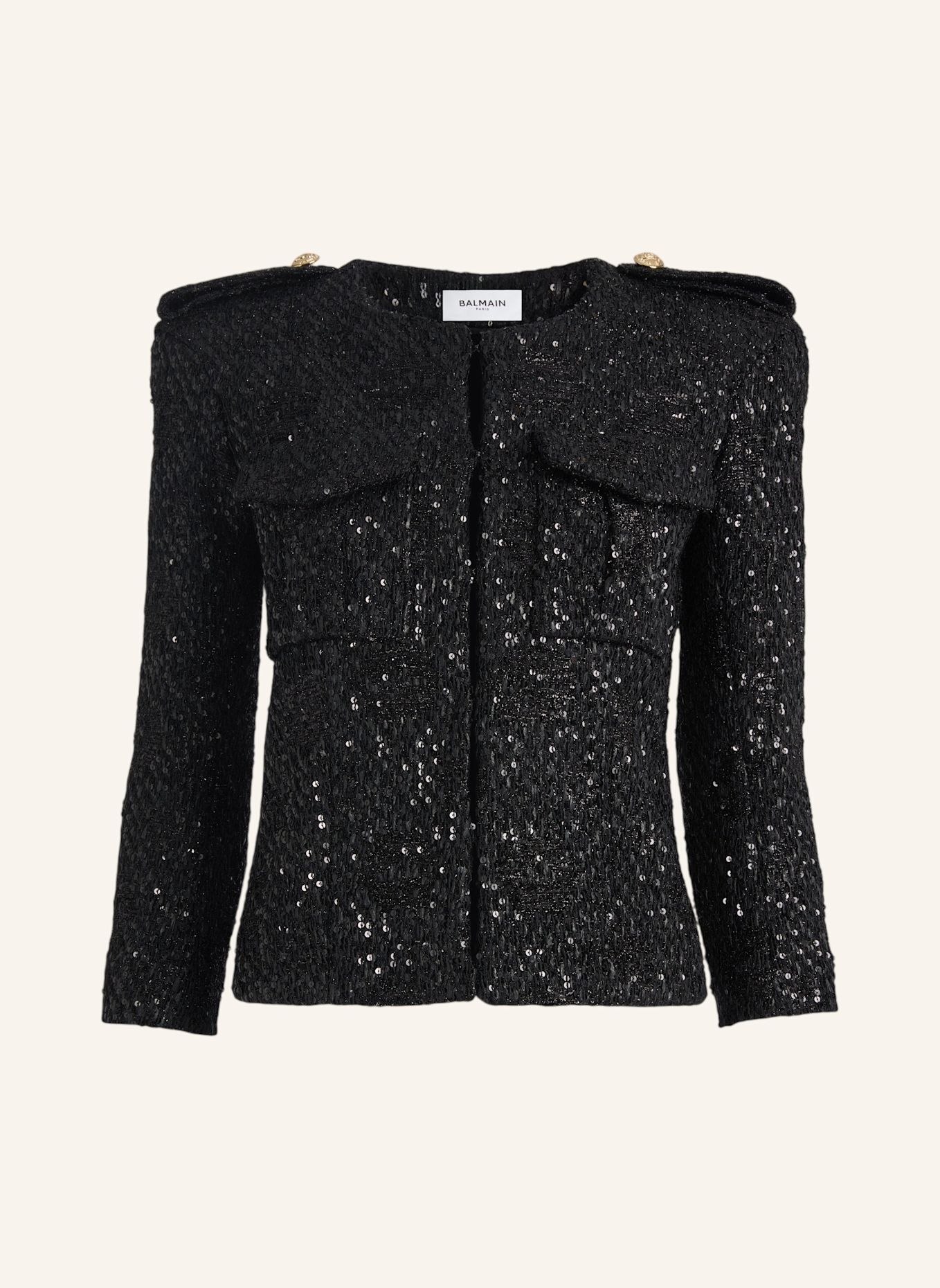 BALMAIN Tweedjacke mit Pailletten: SCHWARZ