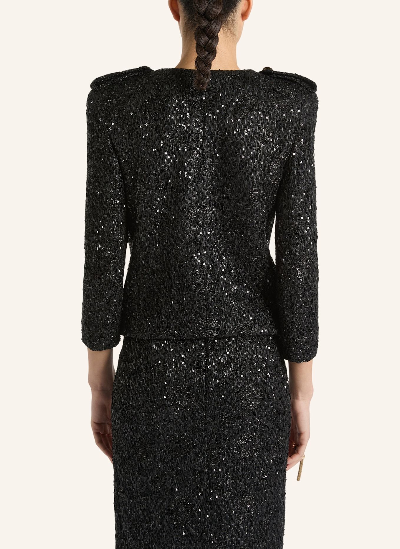 BALMAIN Tweedjacke mit Pailletten: SCHWARZ