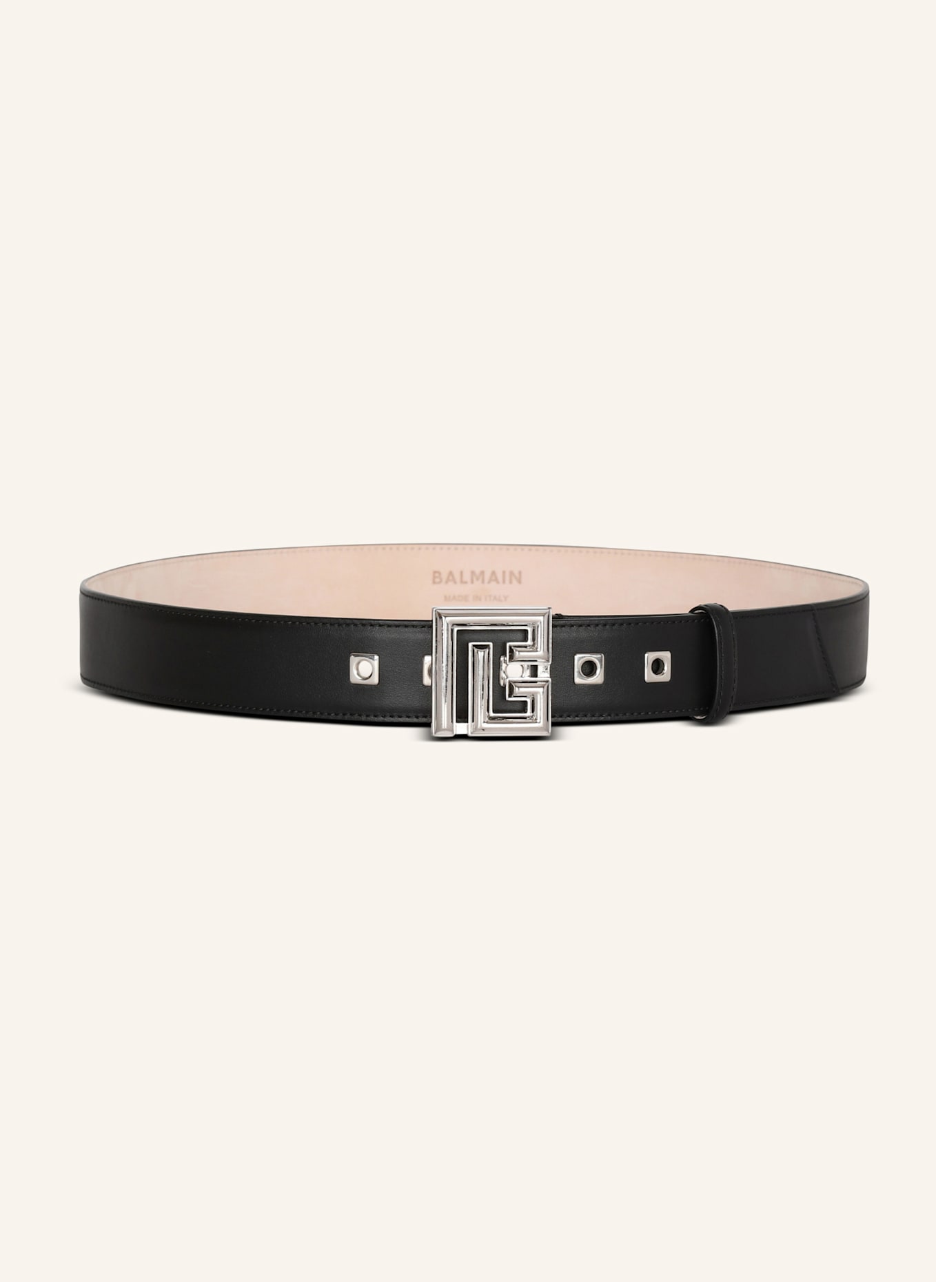 BALMAIN Gürtel P-Belt aus Leder: SCHWARZ