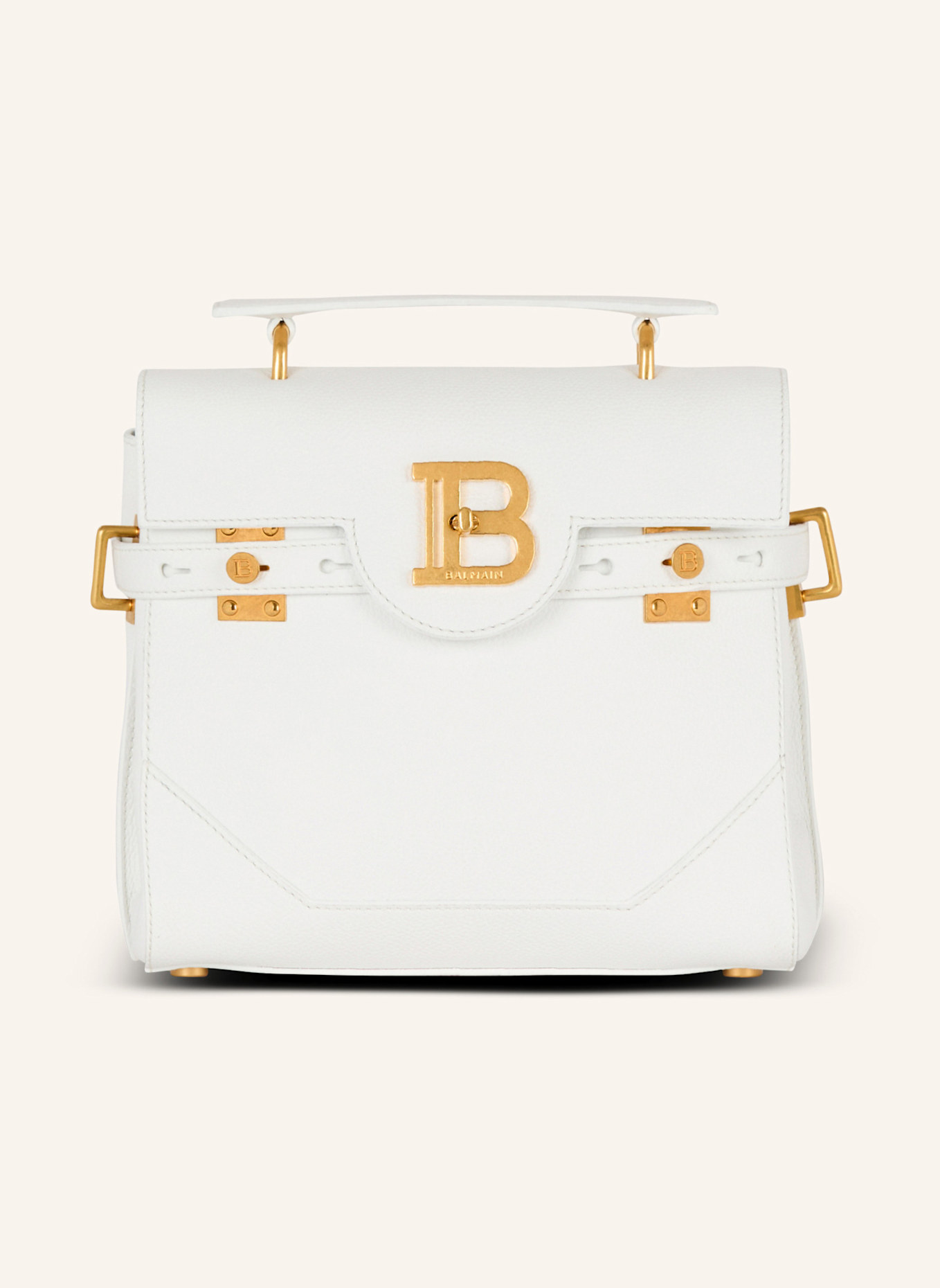 BALMAIN Tasche B-Buzz 23 aus genarbtem Leder, Farbe: WEISS (Bild 1)