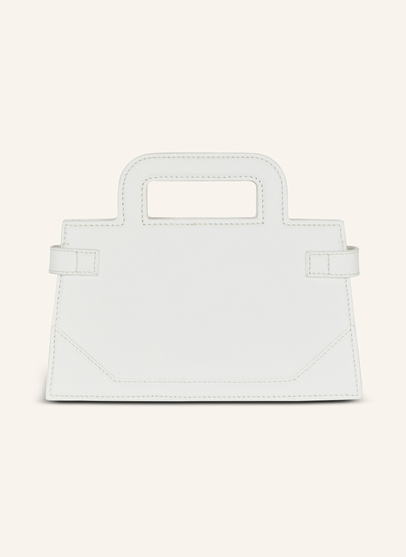 BALMAIN Kleine Tasche B-Buzz mit oberem Griff aus genarbtem Leder, Farbe: WEISS (Bild 2)