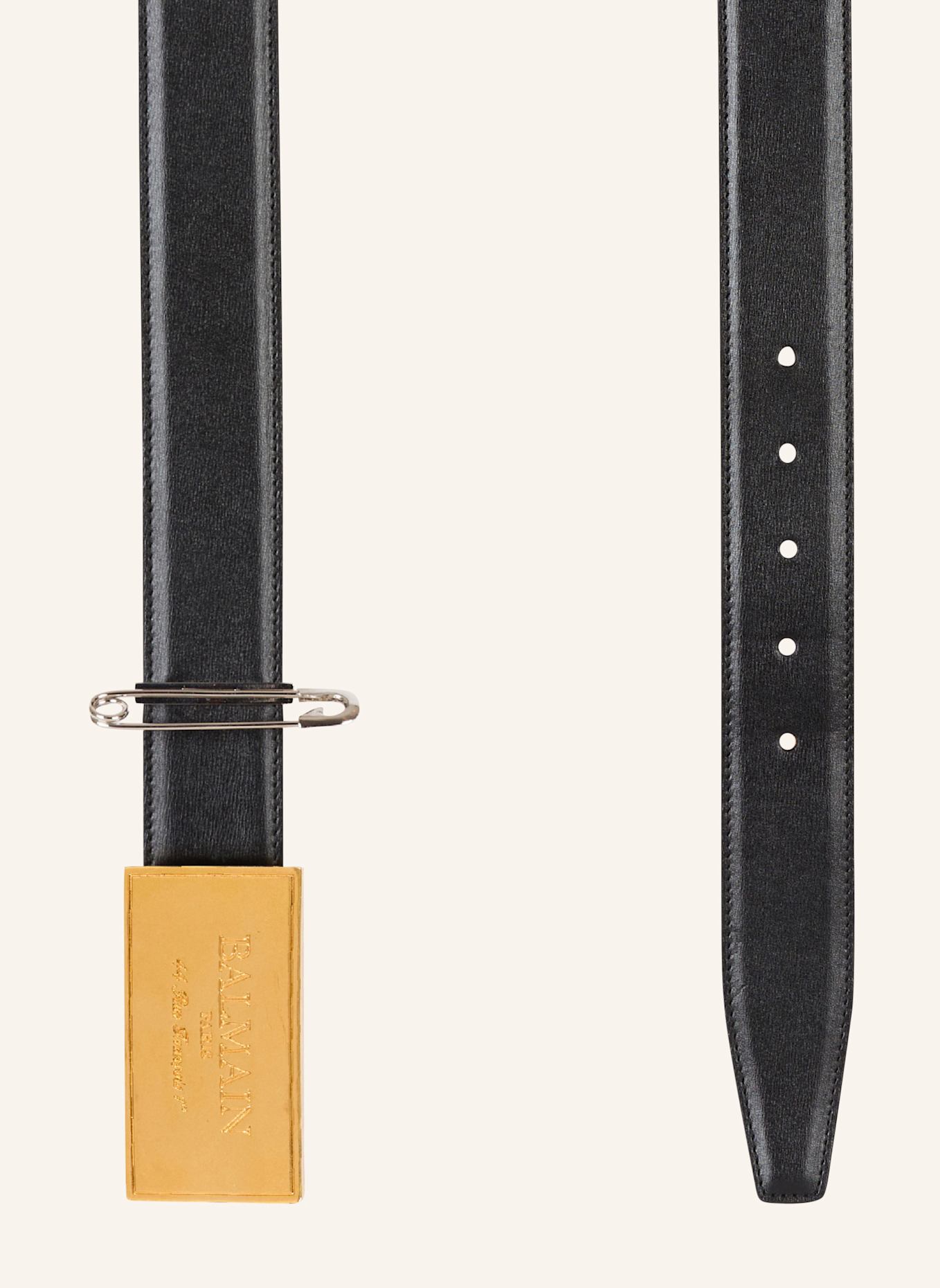 BALMAIN Ledergürtel mit Sicherheitsnadel: SCHWARZ