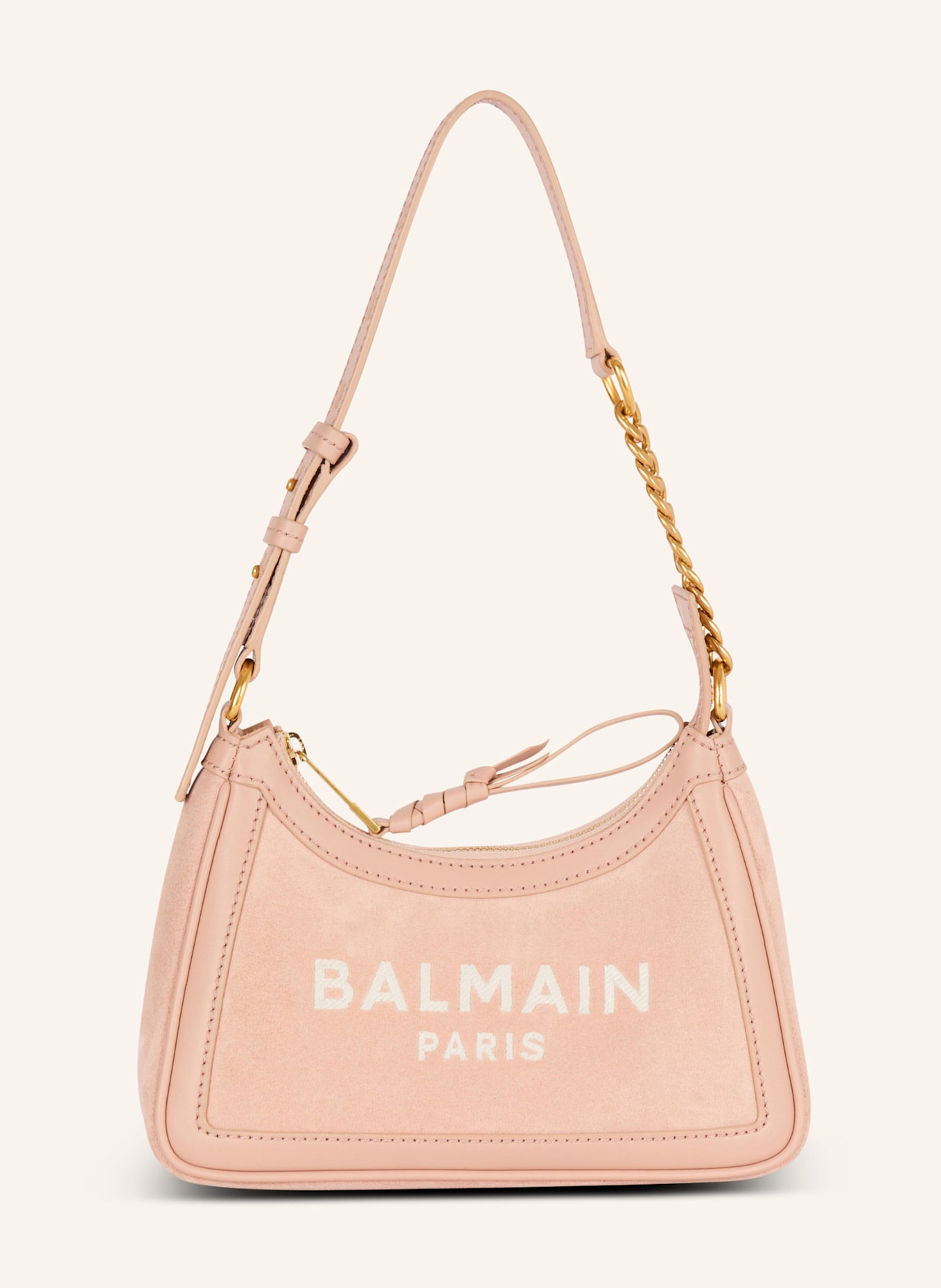 BALMAIN Schultertasche B-Buzz Shoulder 24 aus Wildleder, Farbe: BEIGE (Bild 1)