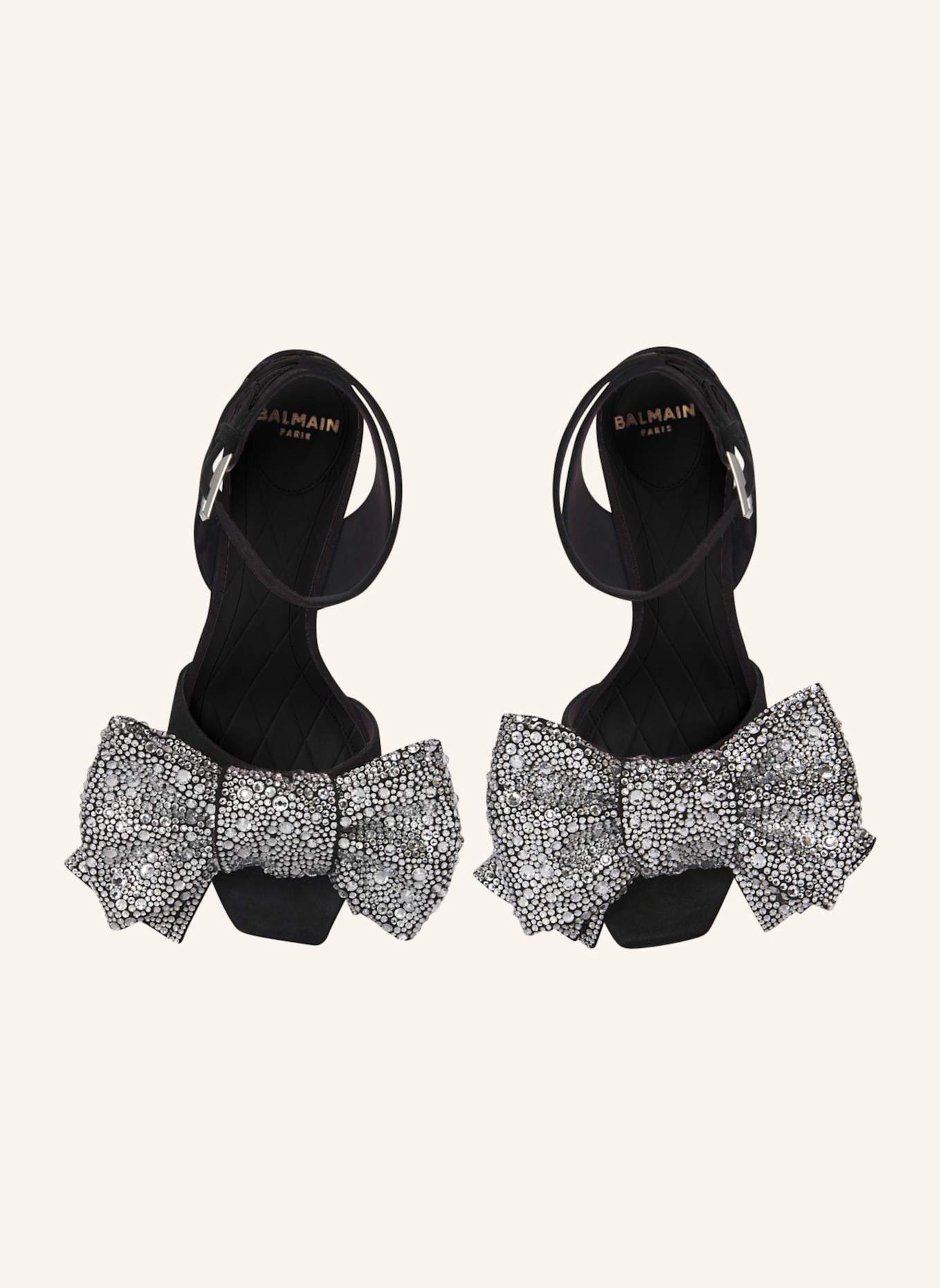 BALMAIN Sandalen Ruby mit Strass-Schleifen aus Wildleder: SCHWARZ