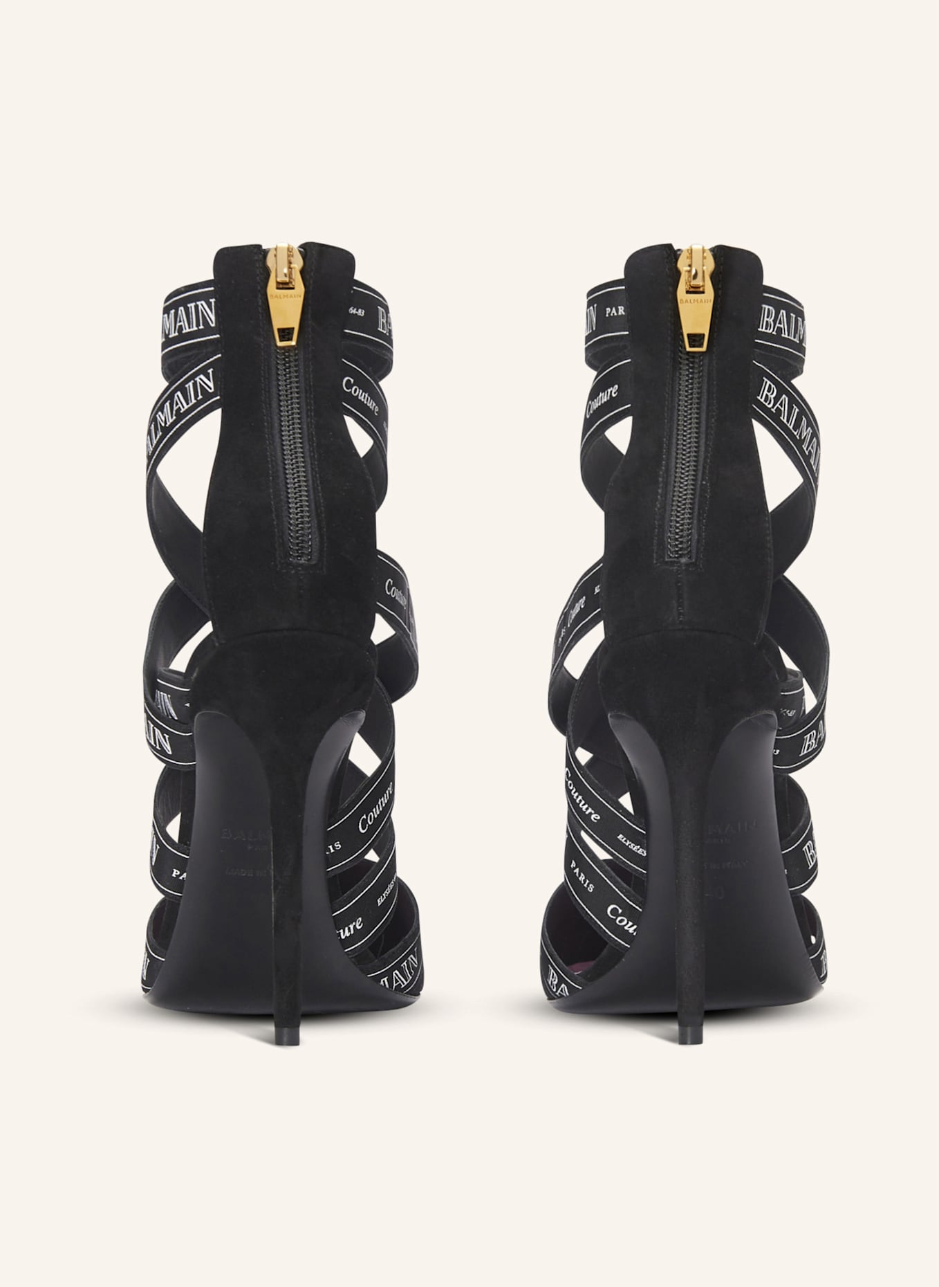 BALMAIN Sandalen Couture aus Wildleder mit Balmain Band-Muster: SCHWARZ