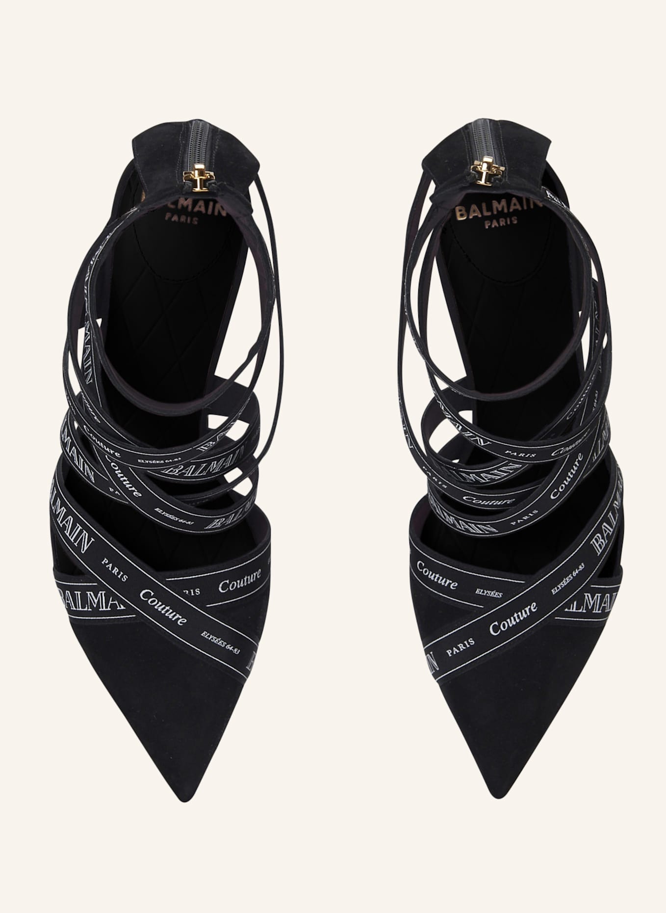 BALMAIN Sandalen Couture aus Wildleder mit Balmain Band-Muster: SCHWARZ