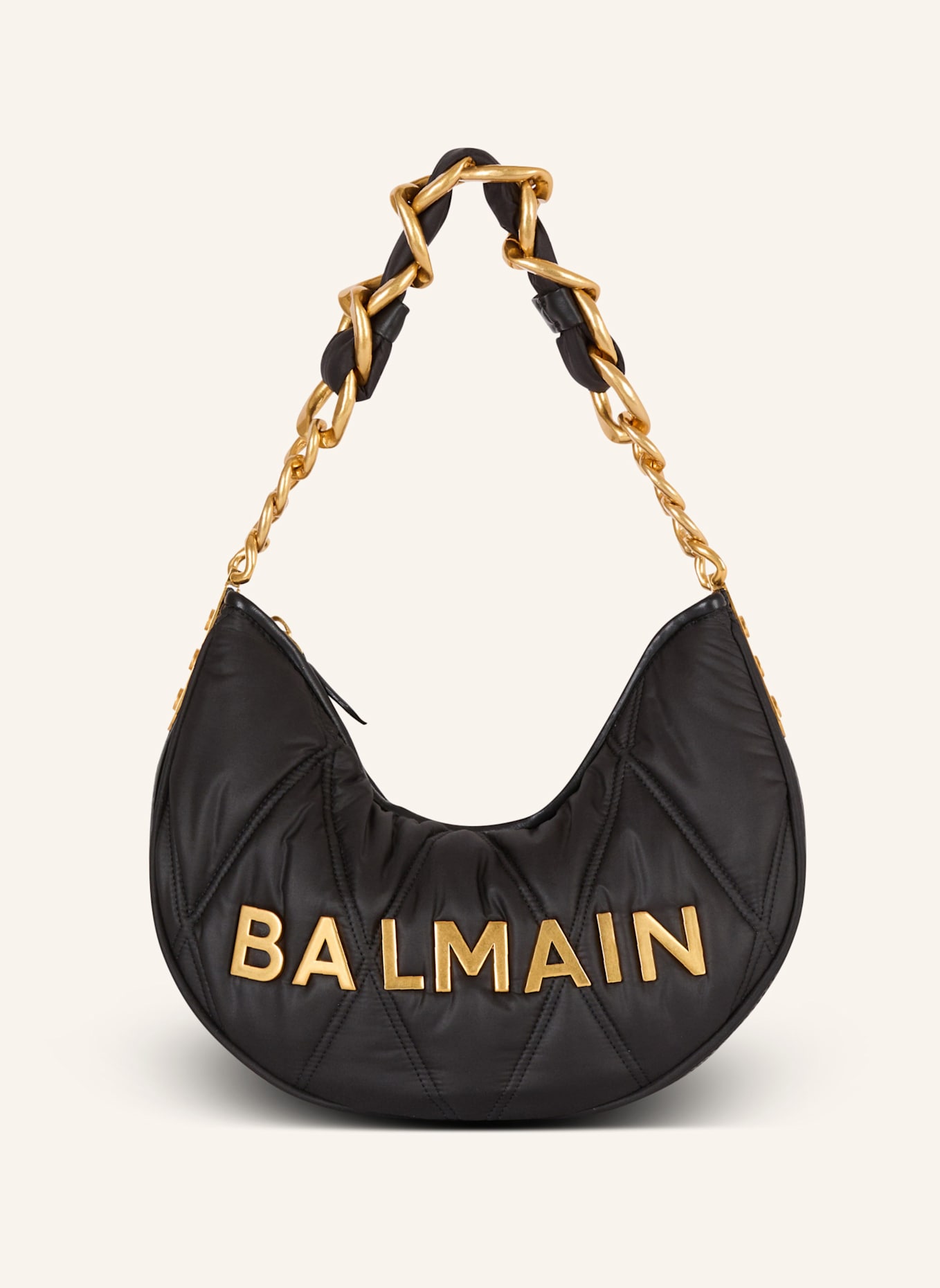 BALMAIN Tasche 1945 Soft Moon aus gestepptem Nylon mit Diamond-Muster: SCHWARZ