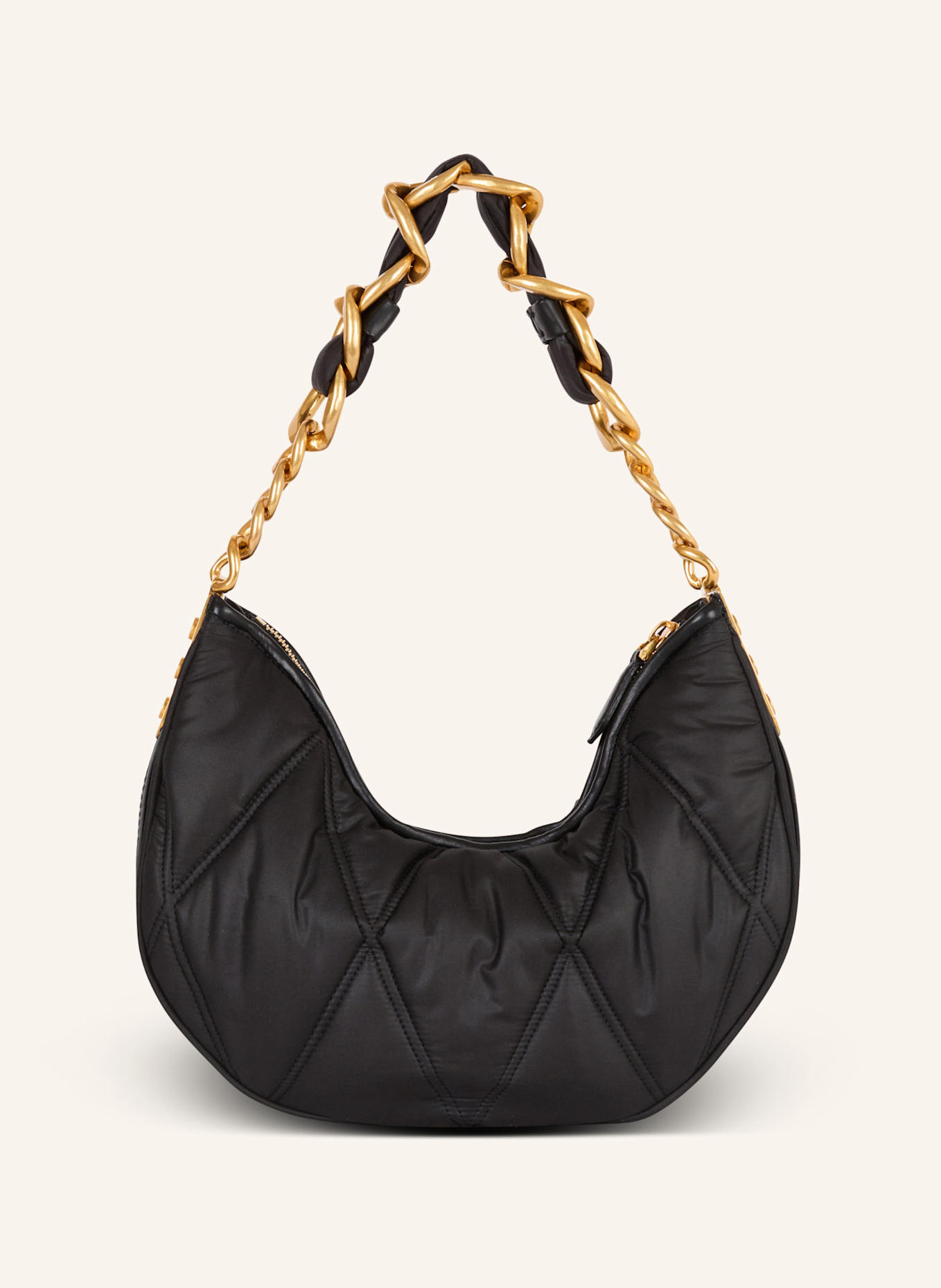 BALMAIN Tasche 1945 Soft Moon aus gestepptem Nylon mit Diamond-Muster: SCHWARZ