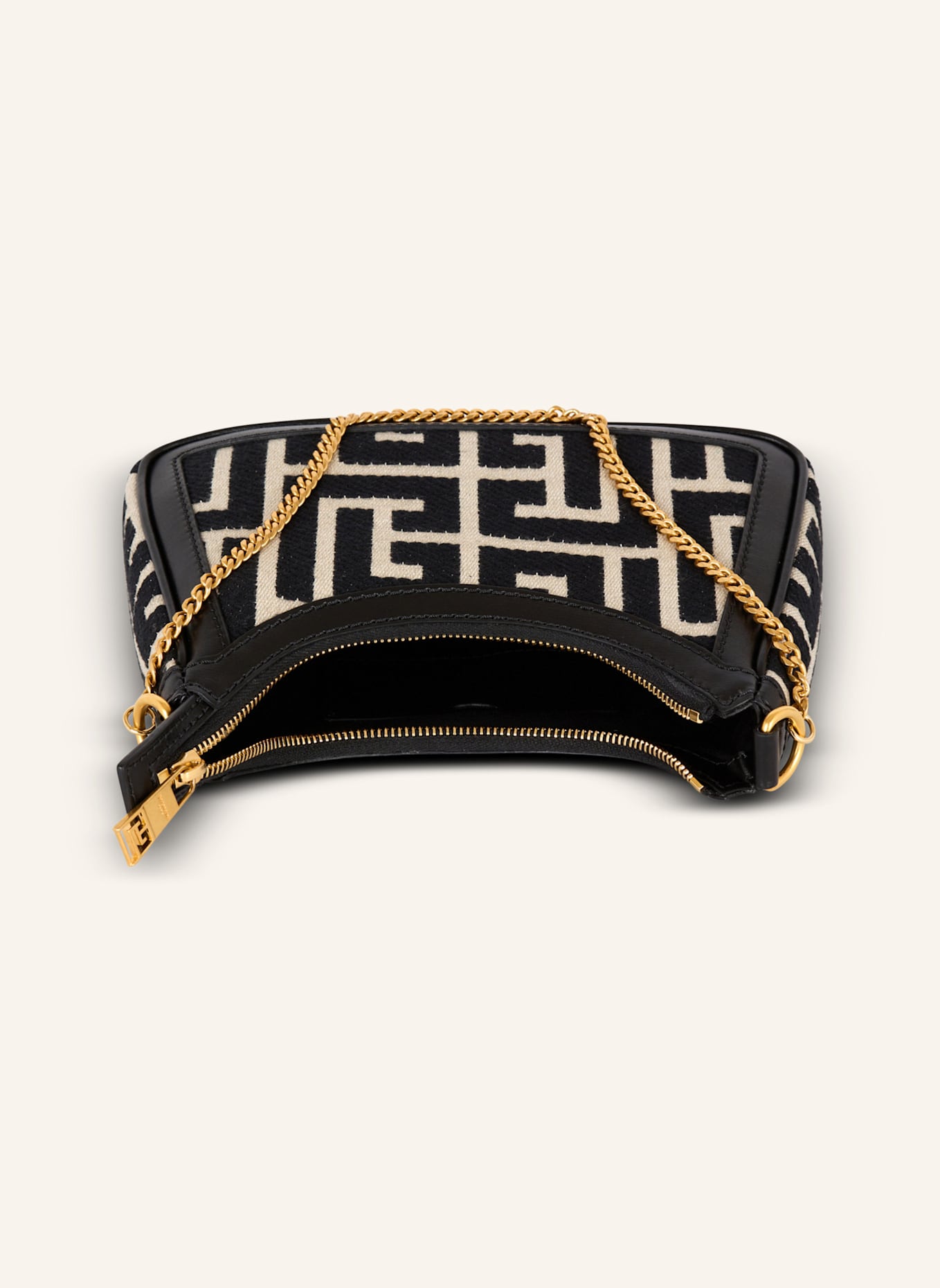 BALMAIN Schultertasche B-Army aus Monogramm-Jacquard: SCHWARZ