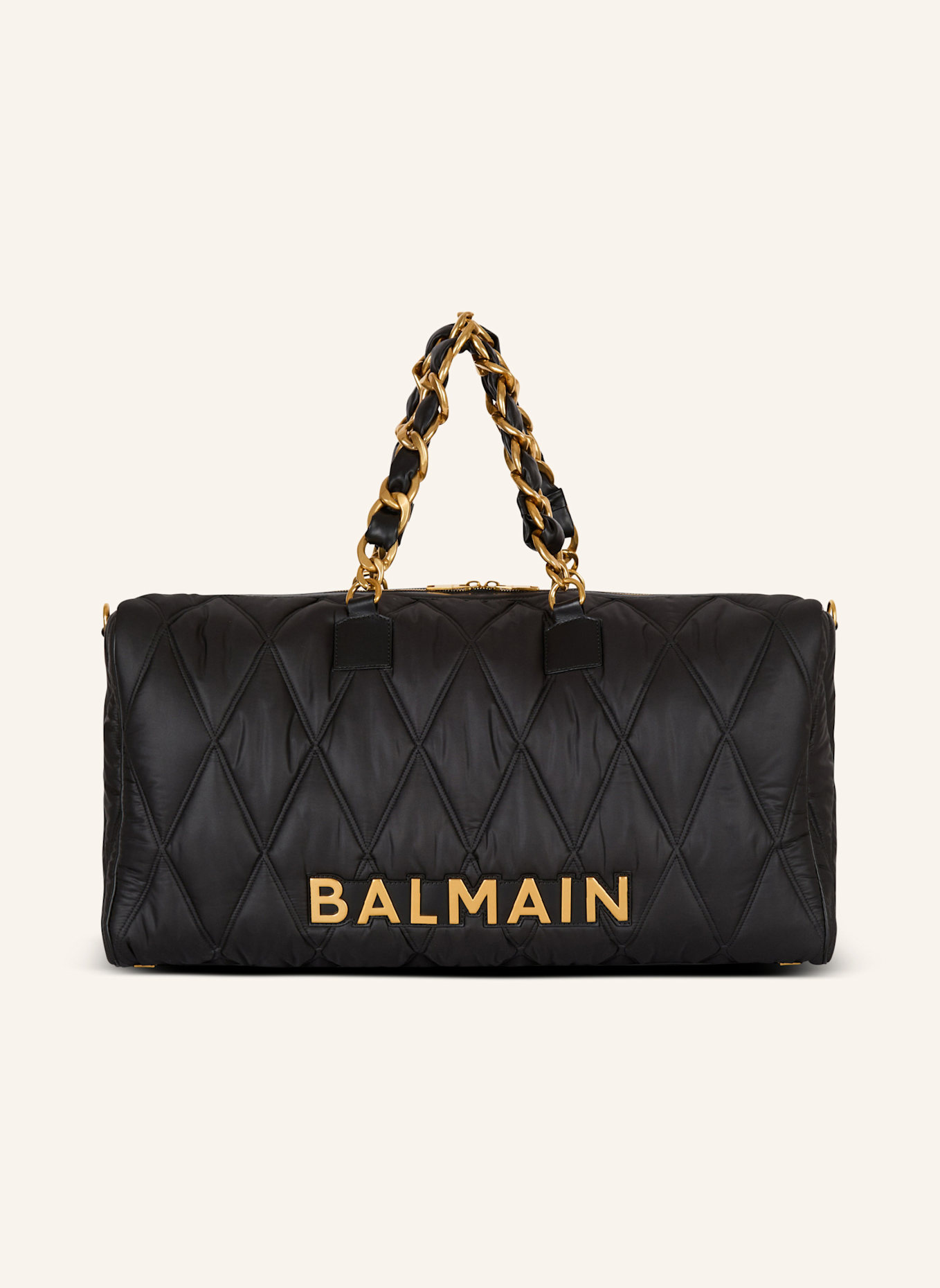 BALMAIN Reisetasche aus gestepptem Nylon mit Diamond-Muster: SCHWARZ