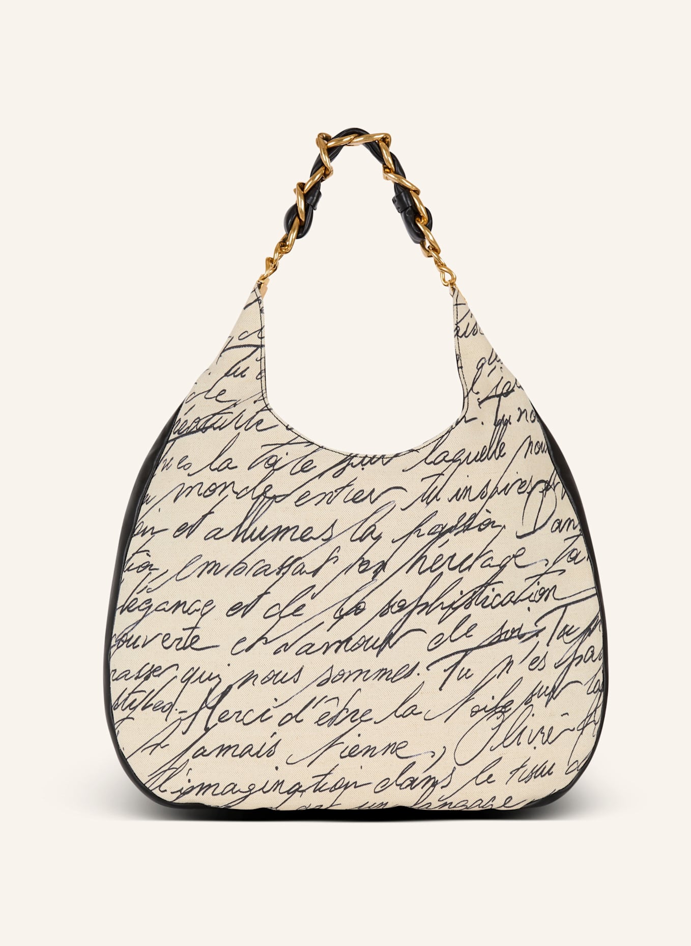 BALMAIN Großer Shopper 1945 Soft Hobo aus bedrucktem Canvas: BEIGE