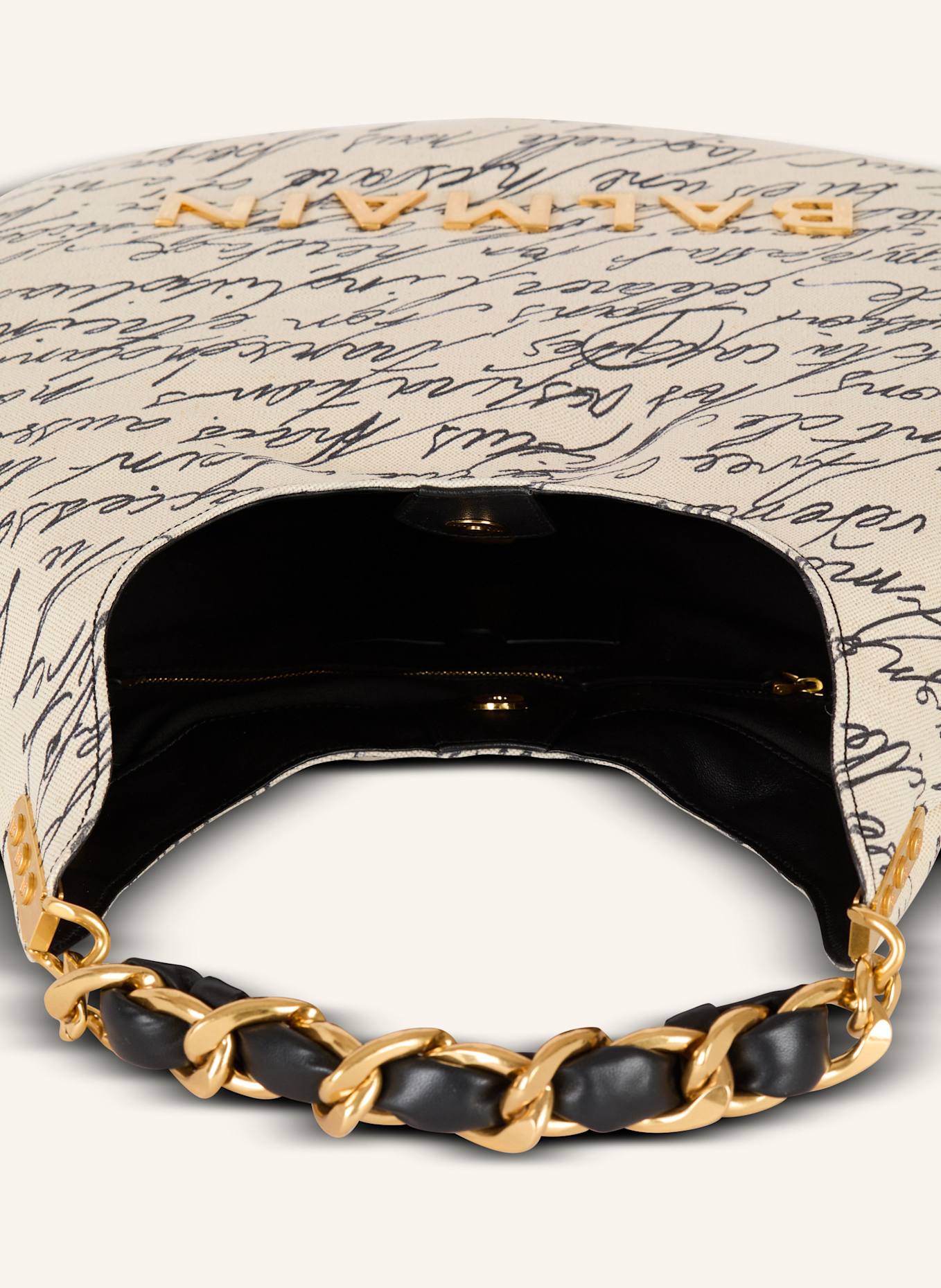 BALMAIN Großer Shopper 1945 Soft Hobo aus bedrucktem Canvas: BEIGE