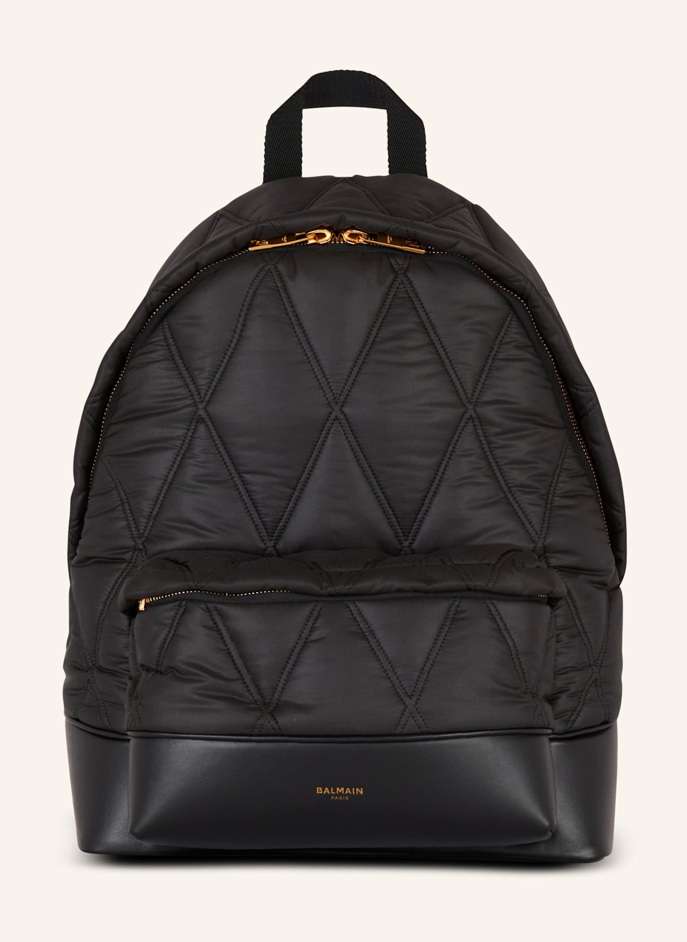 BALMAIN Rucksack aus gestepptem Nylon mit Diamond-Muster: SCHWARZ