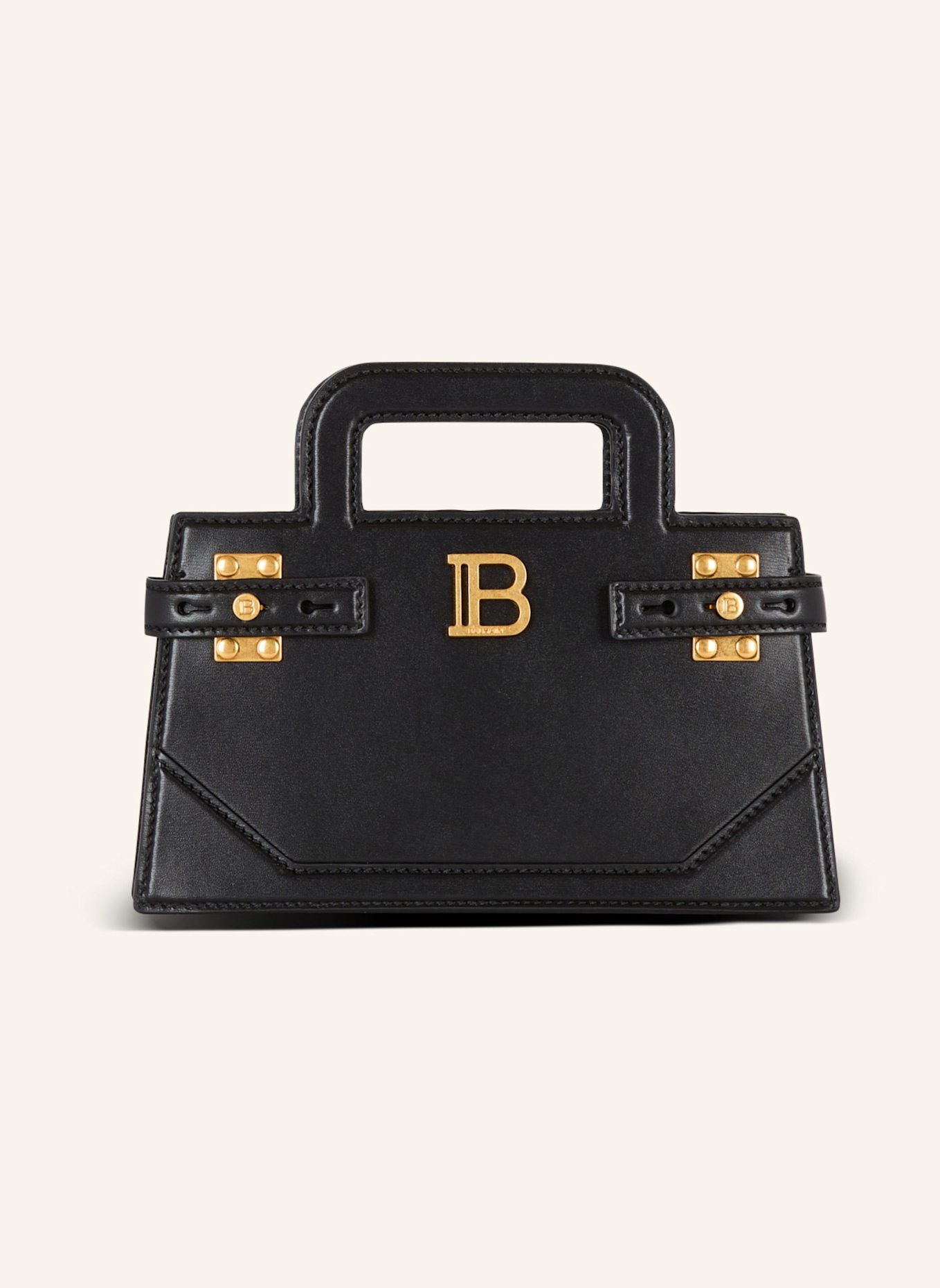 BALMAIN Kleine Tasche B-Buzz mit oberem Griff aus Kalbsleder, Farbe: SCHWARZ (Bild 1)