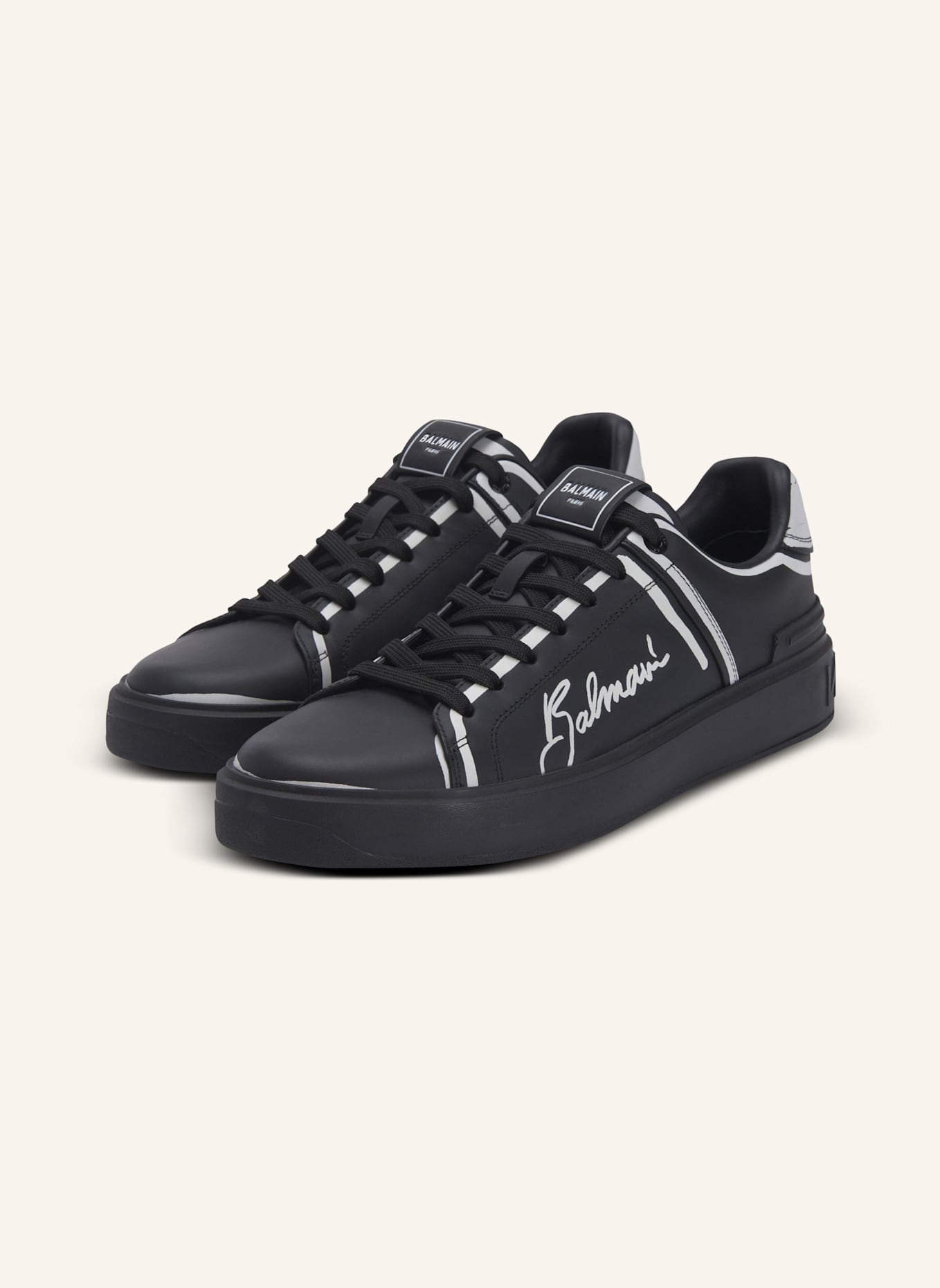 BALMAIN Sneakers B-Court aus bedrucktem Kalbsleder, Farbe: SCHWARZ (Bild 1)