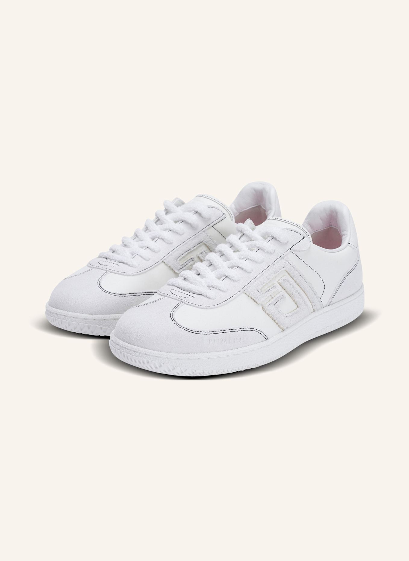 BALMAIN Sneakers Balmain Swan aus Kalbsleder und Wildleder, Farbe: WEISS (Bild 1)