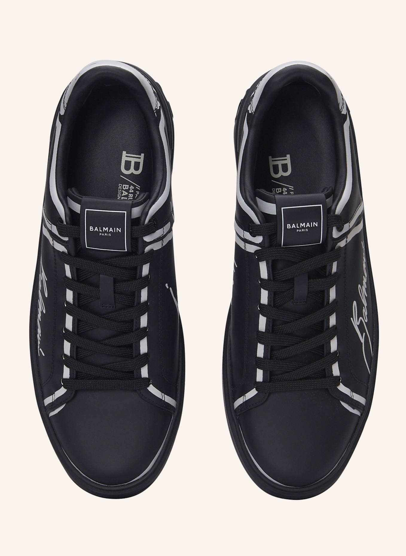 BALMAIN Sneakers B-Court aus bedrucktem Kalbsleder, Farbe: SCHWARZ (Bild 3)