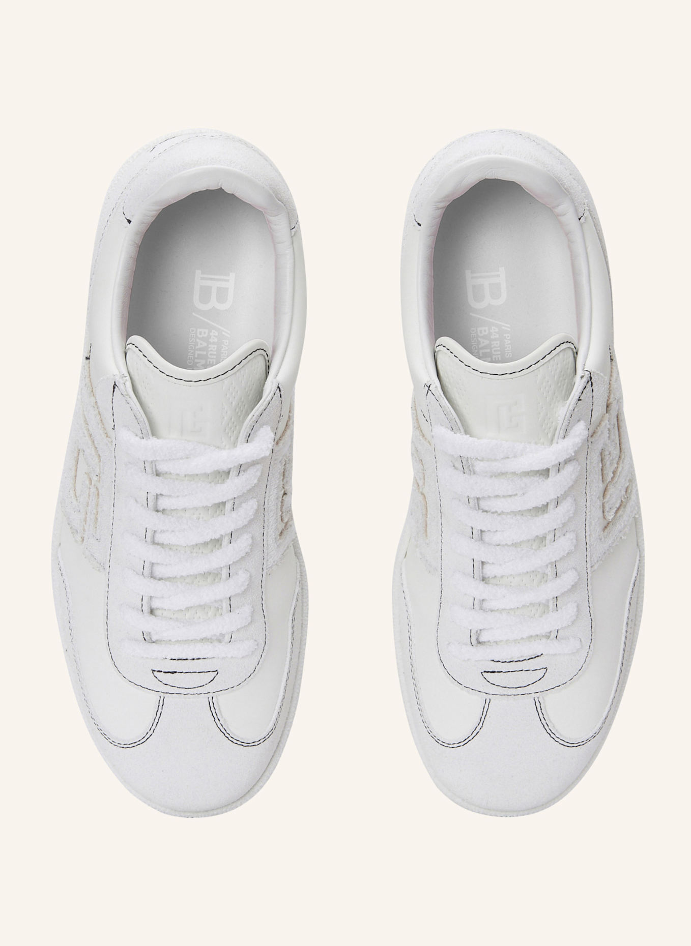 BALMAIN Sneakers Balmain Swan aus Kalbsleder und Wildleder, Farbe: WEISS (Bild 3)