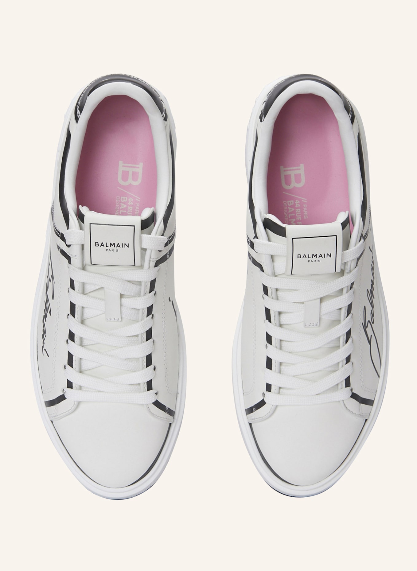 BALMAIN Sneakers B-Court aus bedrucktem Kalbsleder, Farbe: WEISS (Bild 3)