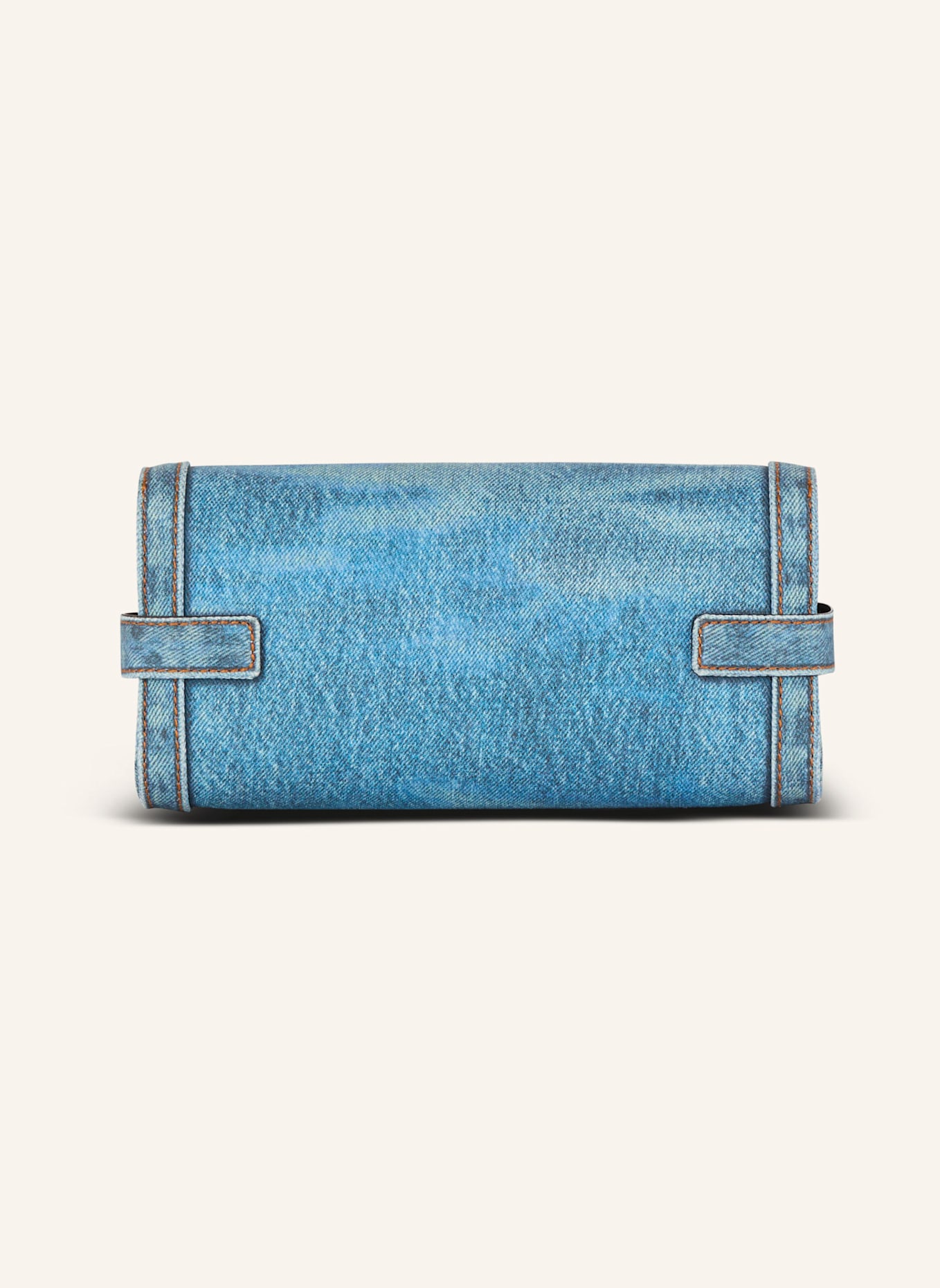 BALMAIN B-Buzz Pouch 23 aus Canvas mit Denim-Print, Farbe: BLAU (Bild 2)