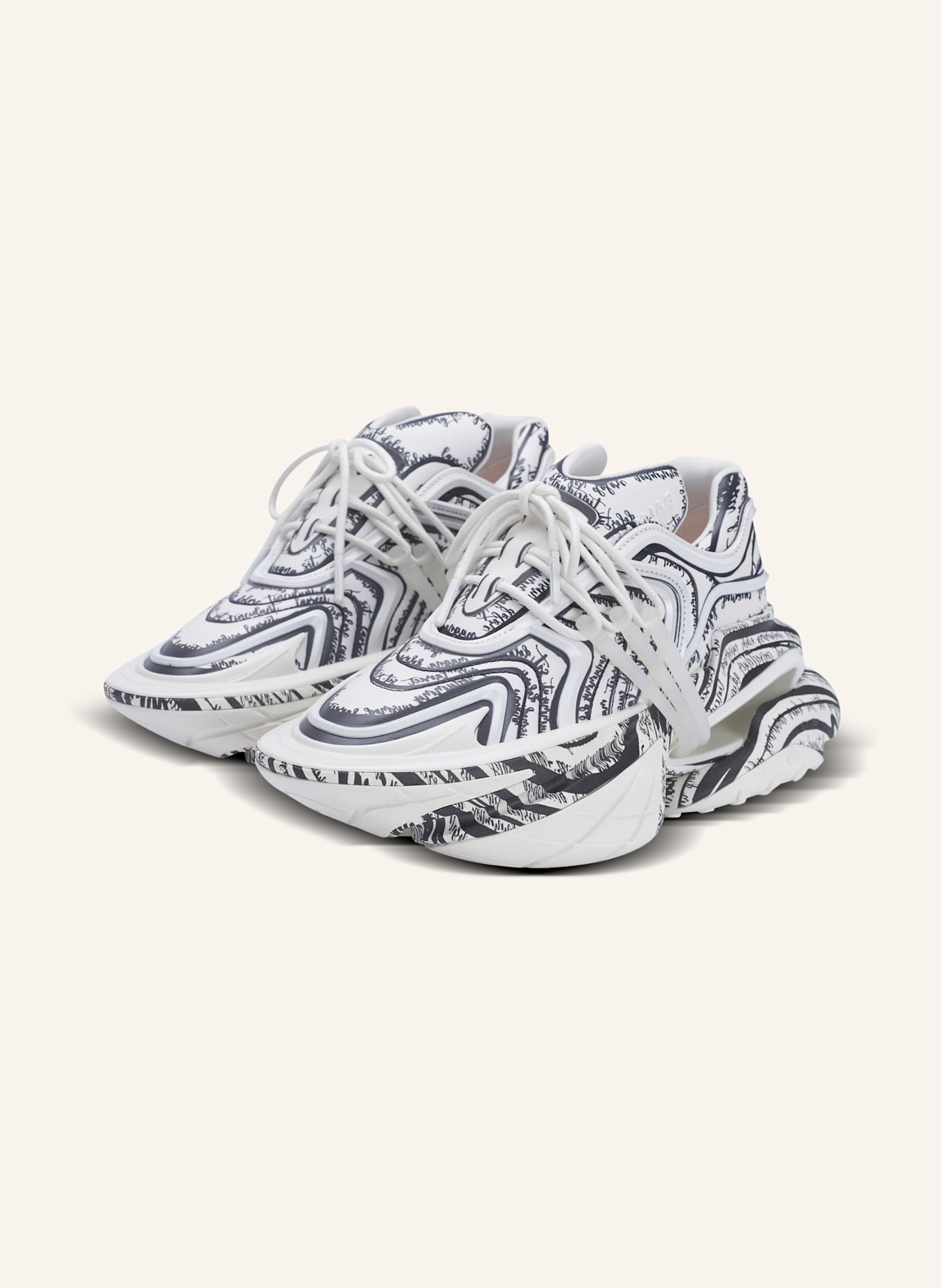 BALMAIN Sneakers Unicorn Wave mit „Lettre d'amour“-Print: WEISS