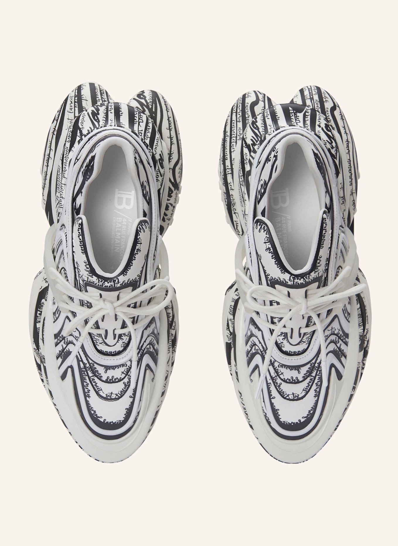 BALMAIN Sneakers Unicorn Wave mit „Lettre d'amour“-Print: WEISS