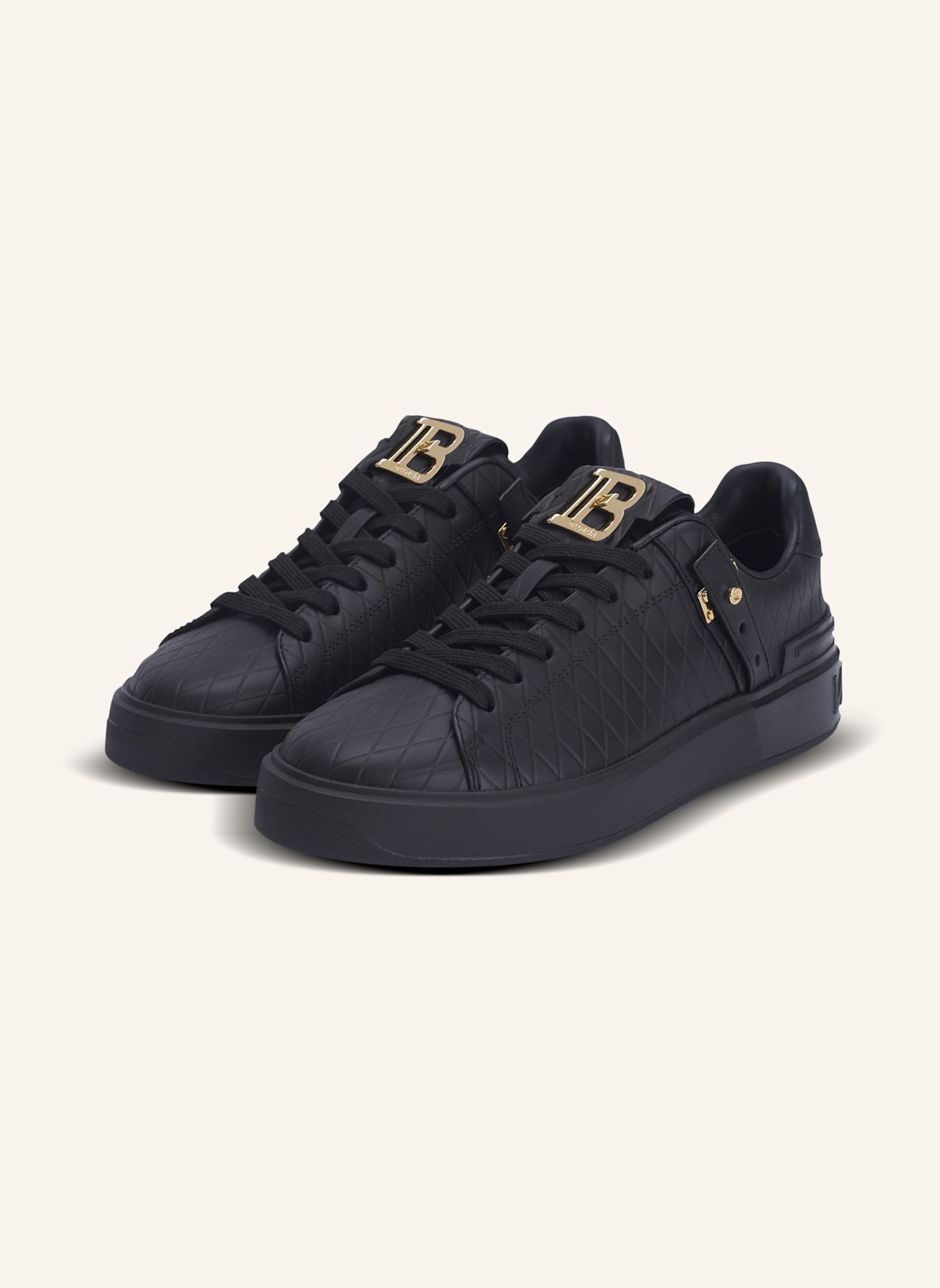 BALMAIN Sneakers B-Court B-Buzz aus geprägtem Kalbsleder: SCHWARZ