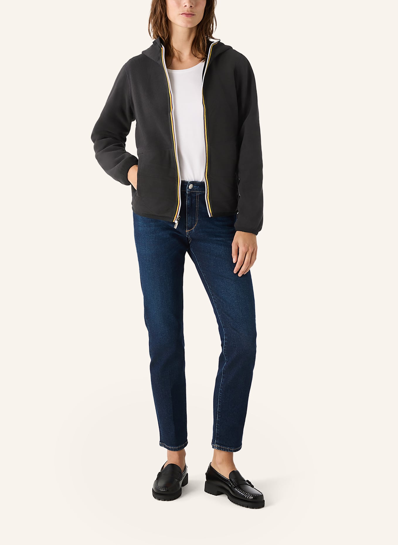 K-WAY Winterjacke LINN VELOUR POLAR DOUBLE zum Wenden: SCHWARZ