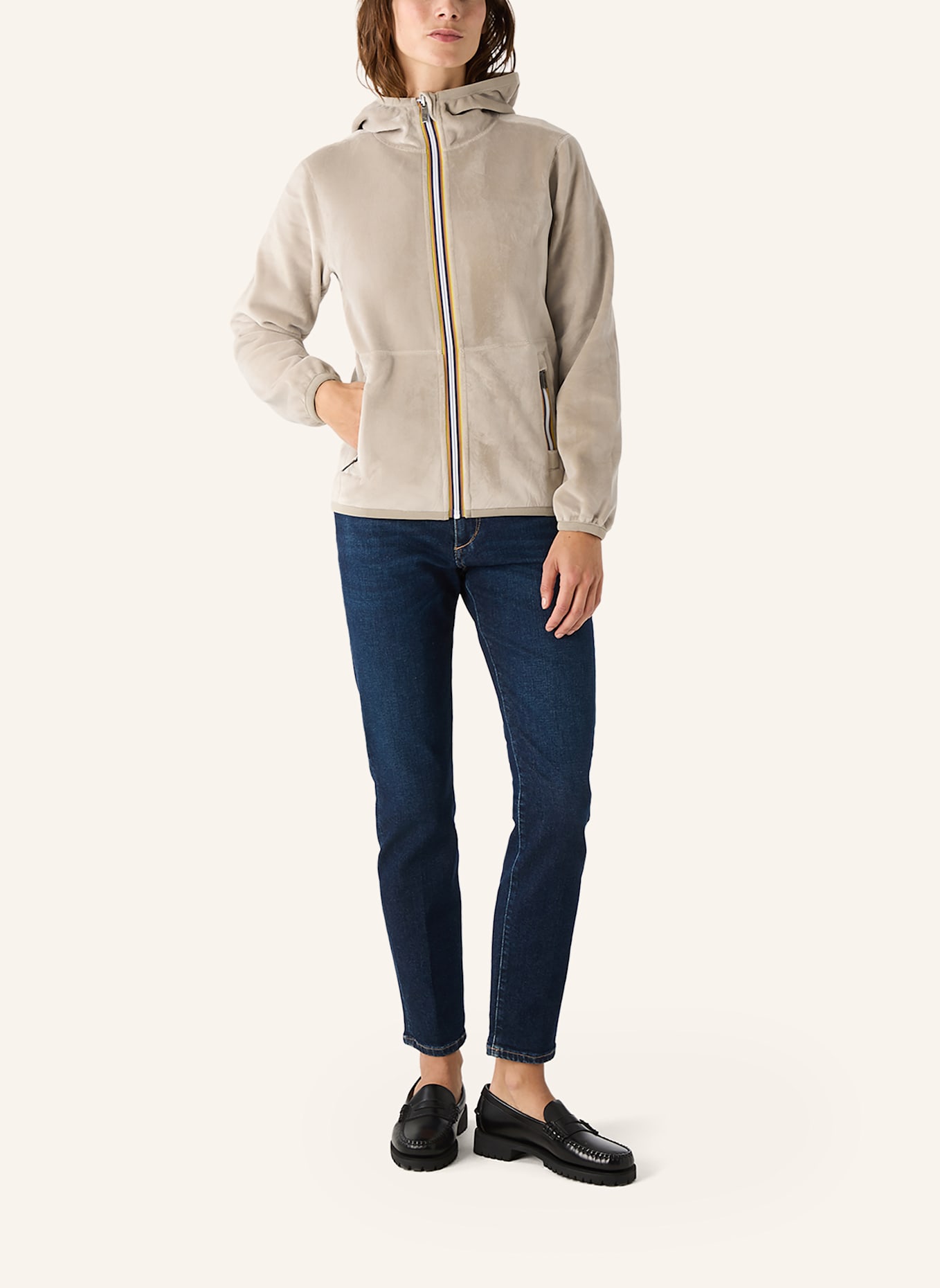 K-WAY Winterjacke LINN VELOUR POLAR DOUBLE zum Wenden: BEIGE