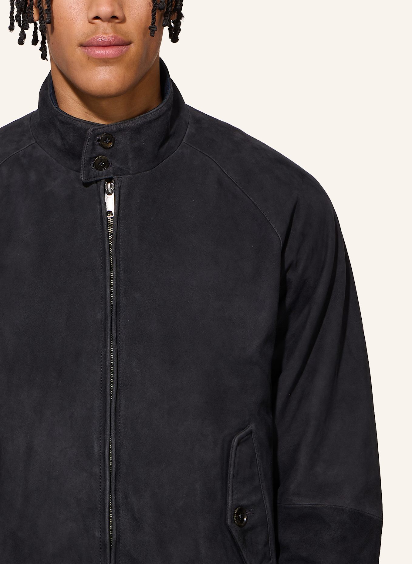 BARACUTA Jacke G9 HARRINGTON SUEDE: BLAU