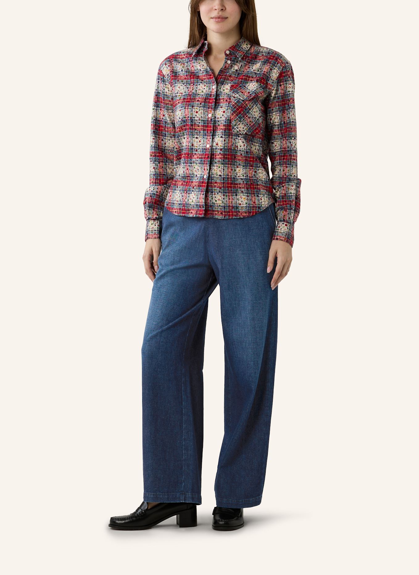 THE.NIM STANDARD Hose WOMAN STRING PANT 3/1 LOOSE WEAVE: BLAU