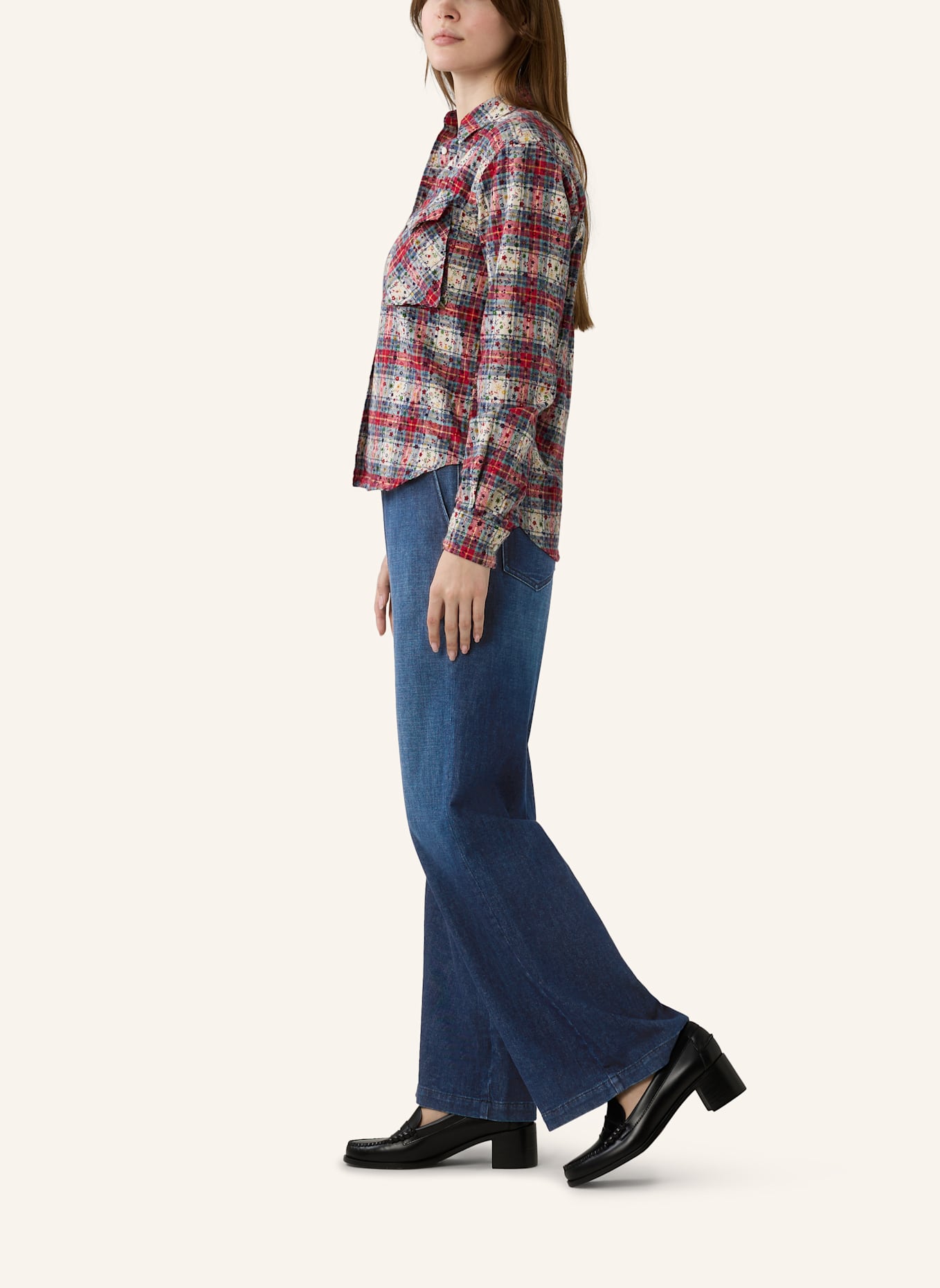 THE.NIM STANDARD Hose WOMAN STRING PANT 3/1 LOOSE WEAVE: BLAU