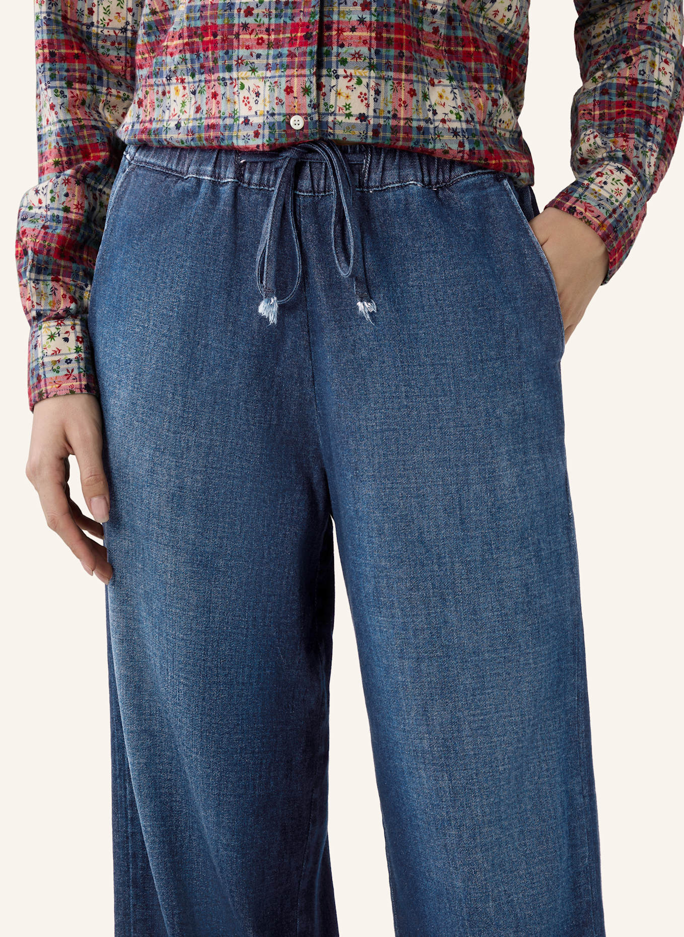 THE.NIM STANDARD Hose WOMAN STRING PANT 3/1 LOOSE WEAVE: BLAU