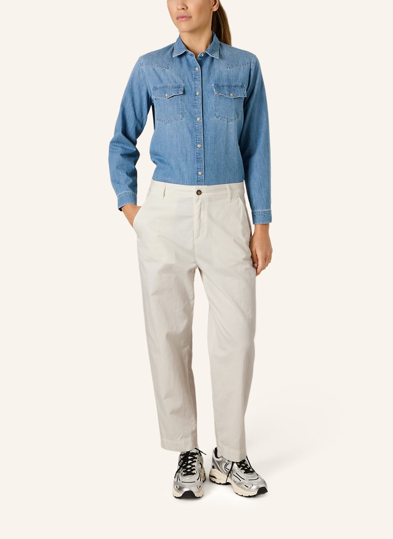 THE.NIM STANDARD Hose CHINO FLAT FRONT: WEISS