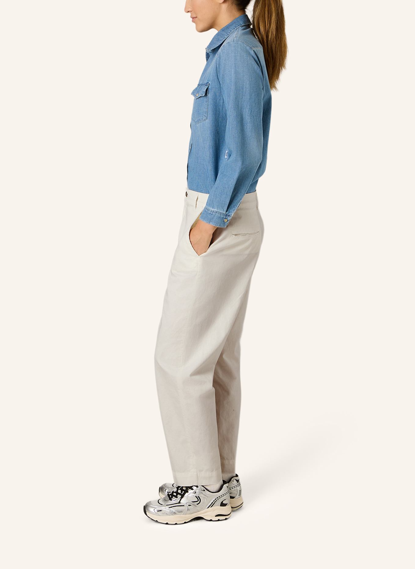 THE.NIM STANDARD Hose CHINO FLAT FRONT: WEISS