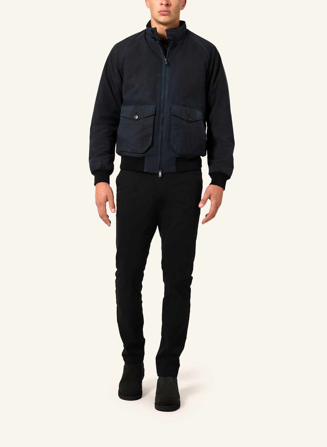 BARACUTA Jacke Waxed G9 HARRINGTON JACKET: DUNKELBLAU
