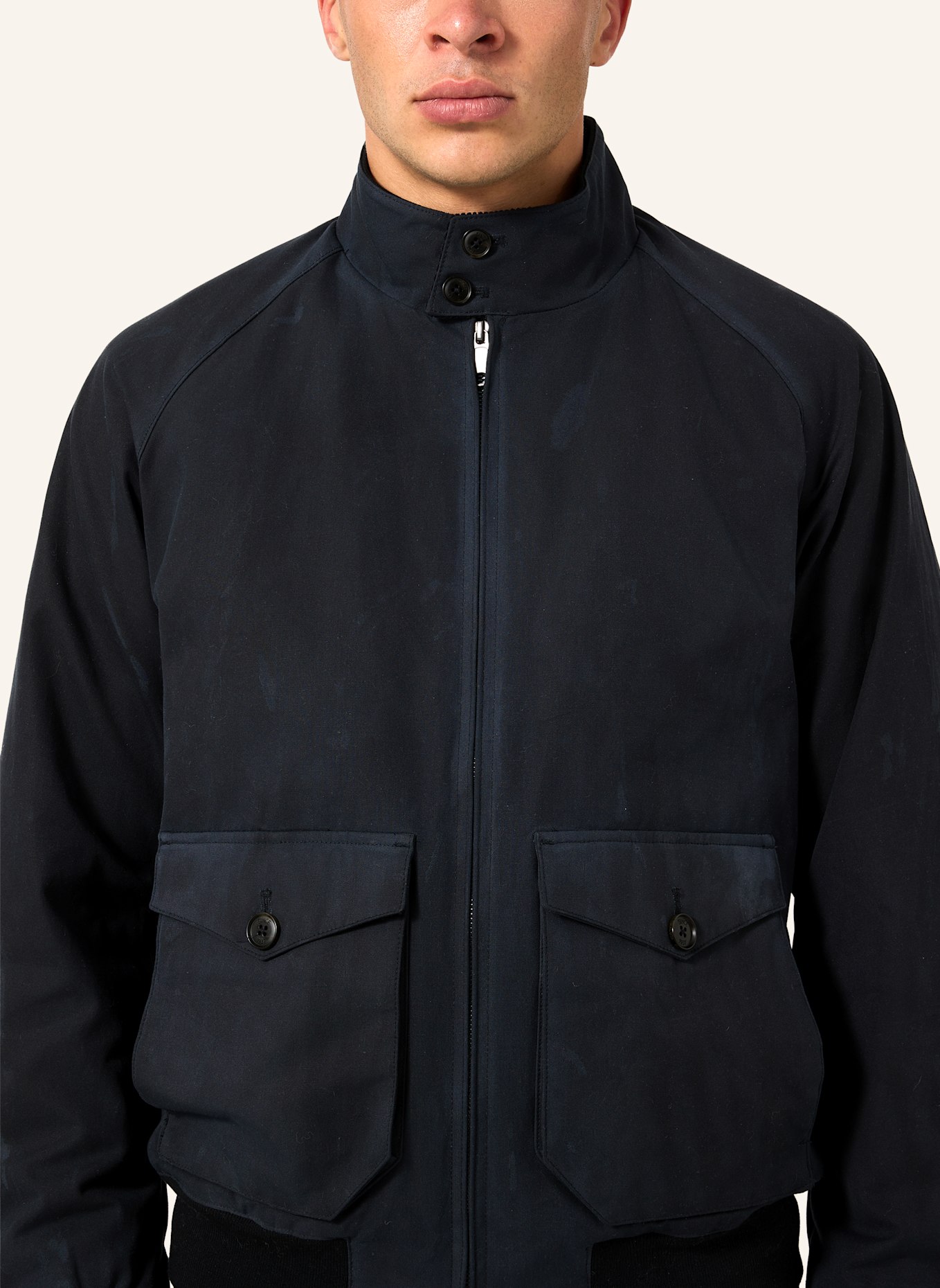 BARACUTA Jacke Waxed G9 HARRINGTON JACKET: DUNKELBLAU