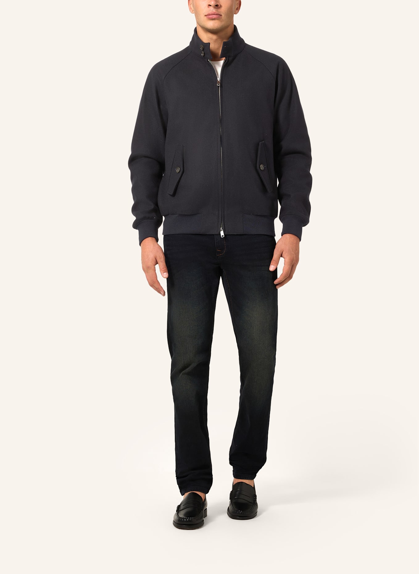 BARACUTA Jacke G9 MELTON WOOL JACKET: BLAU